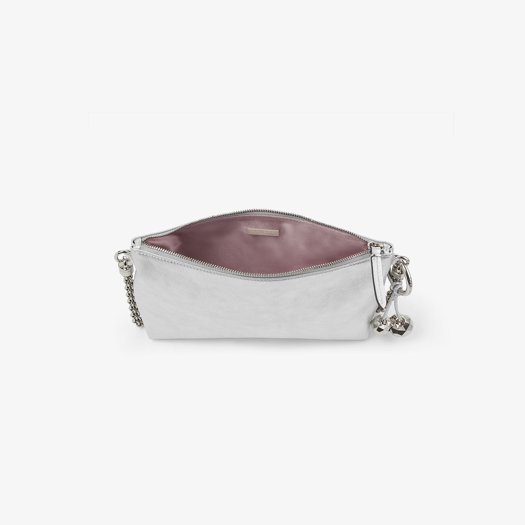 Callie Mini Silver Metallic Nappa Leather Clutch JIMMY CHOO