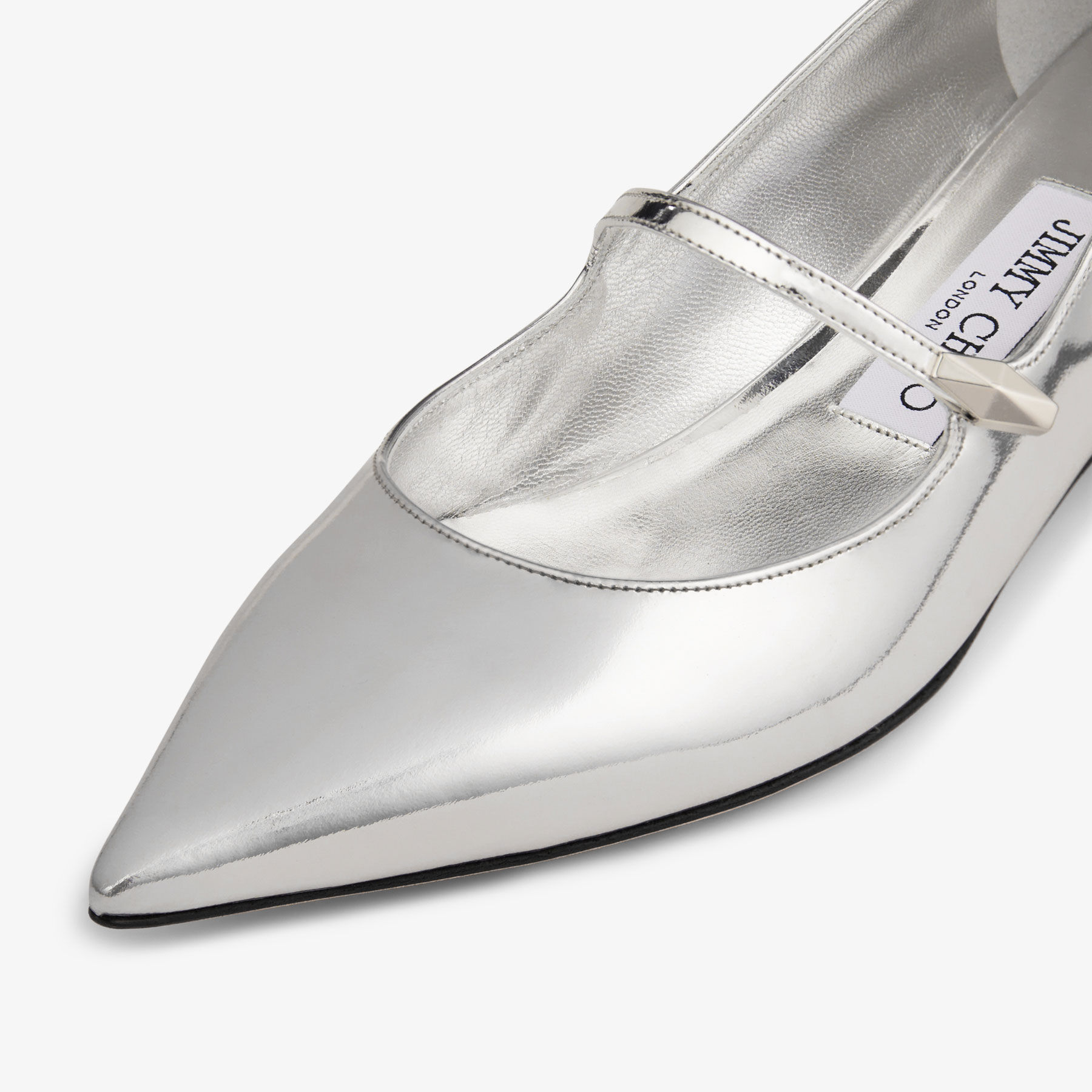 Carolyn Silver Liquid Metal Leather Flats JIMMY CHOO