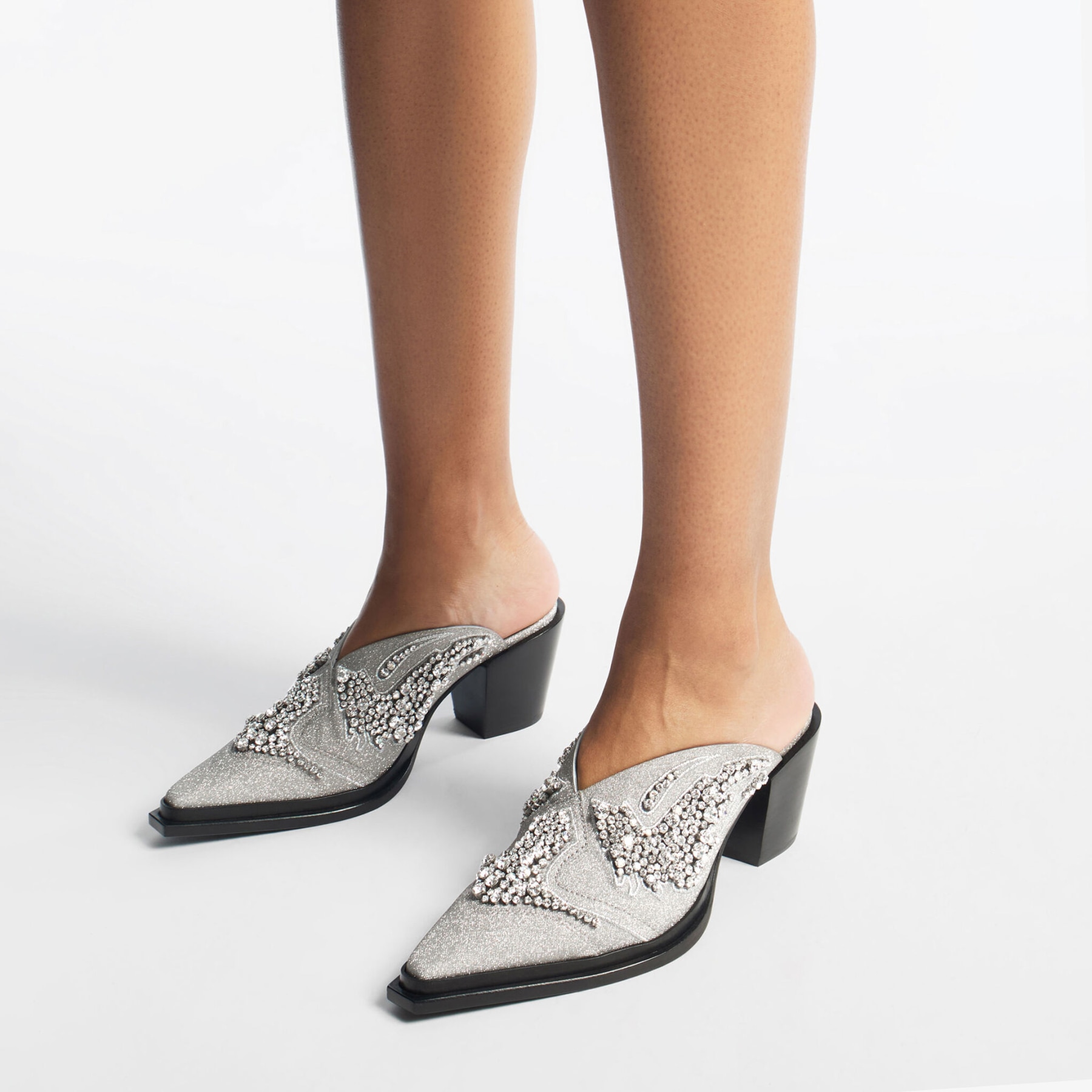 Cece Mule II 60 Silver Mix Glitter Fabric Shoe JIMMY CHOO UK