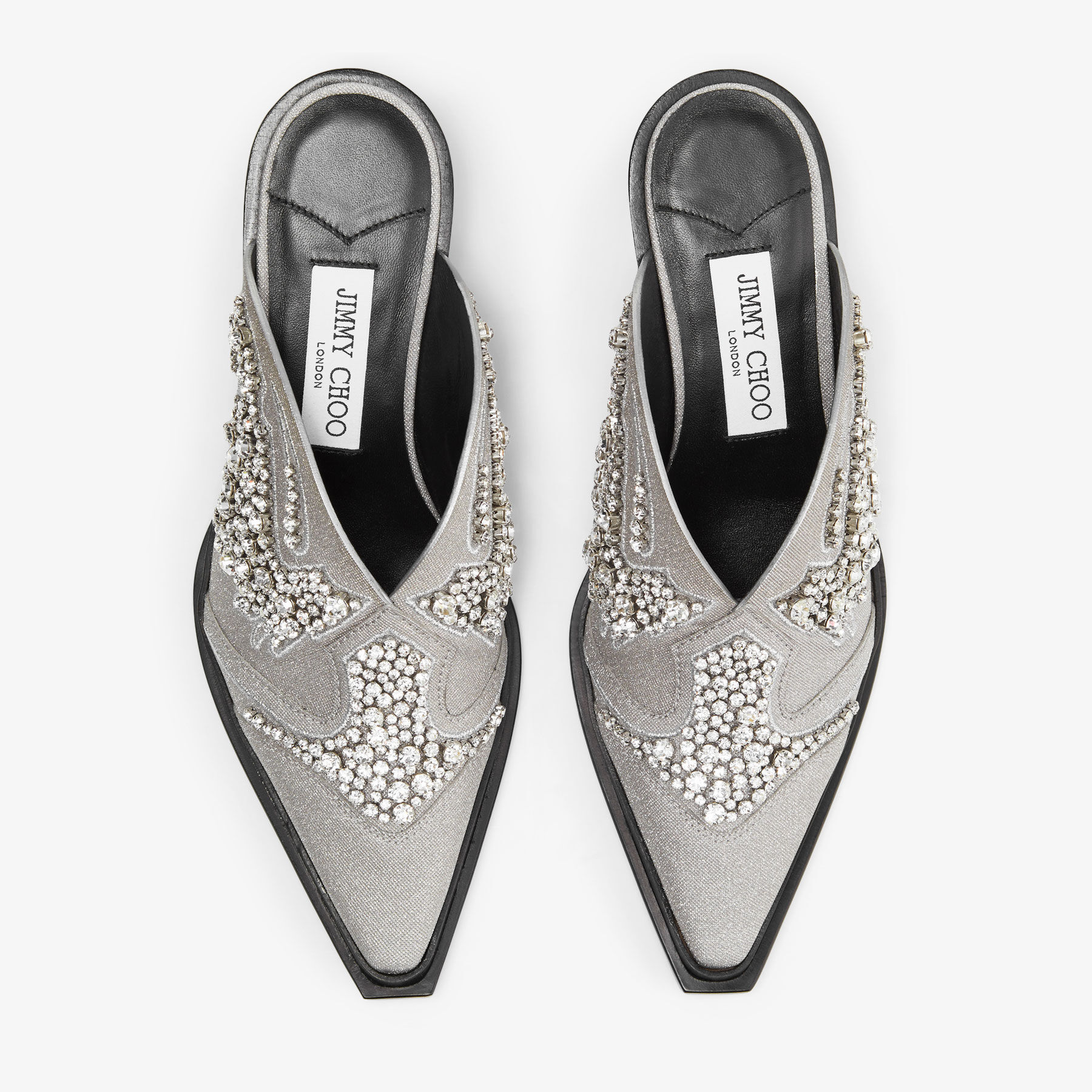 Cece Mule II 60 Silver Mix Glitter Fabric Shoe JIMMY CHOO UK