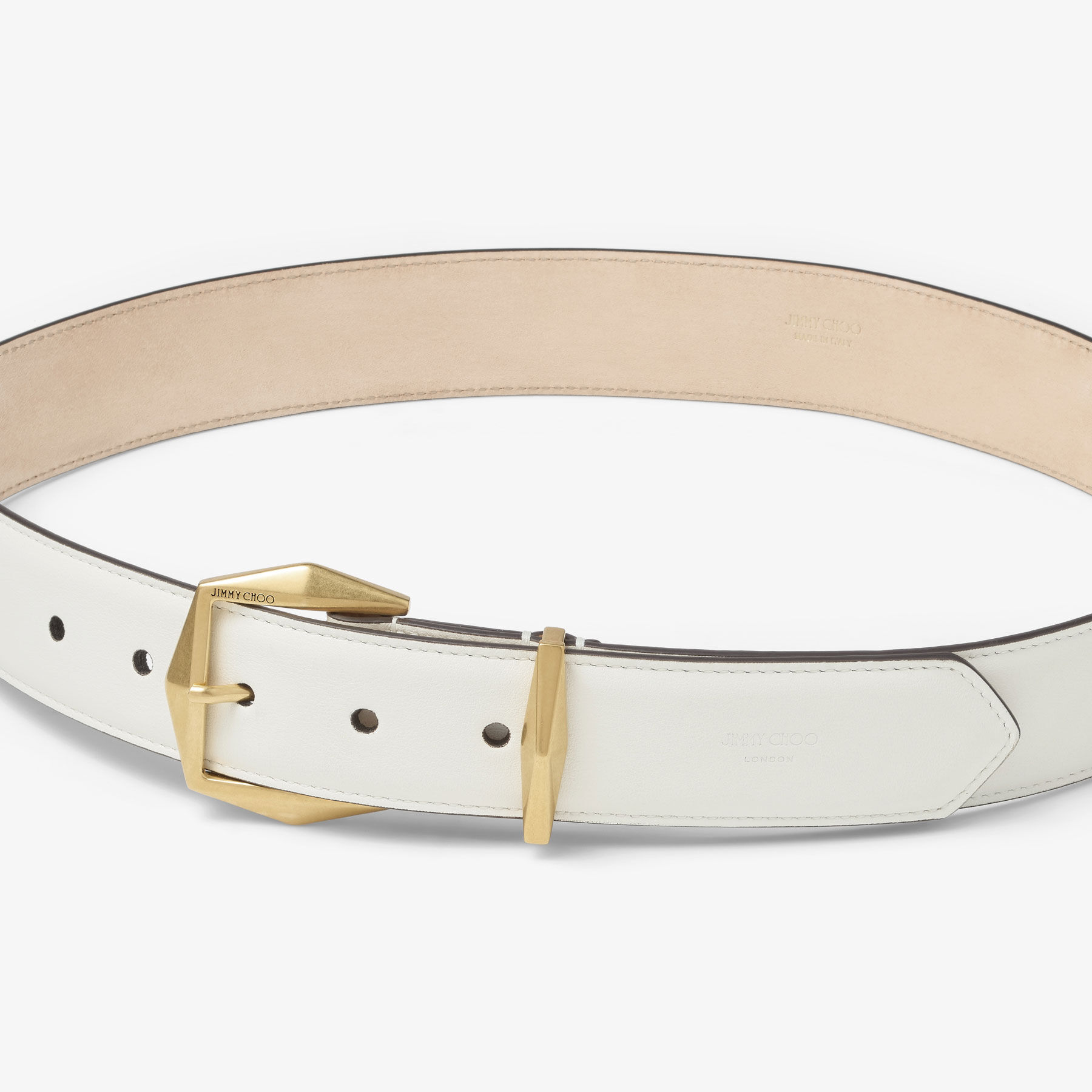 Diamond Latte Leather Diamond Belt JIMMY CHOO