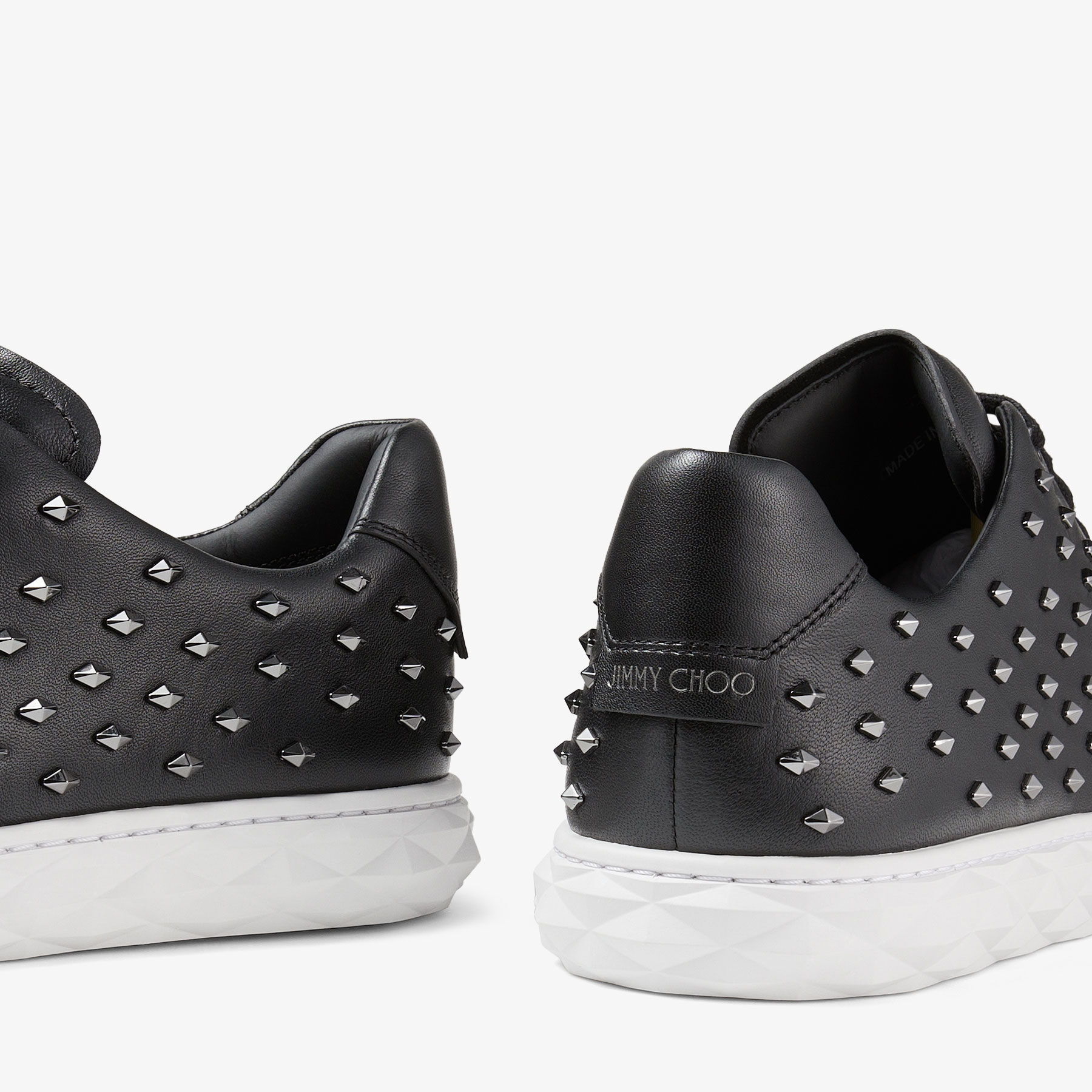 DIAMOND LIGHT M Black Nappa Low Top Trainers with Studs Autumn