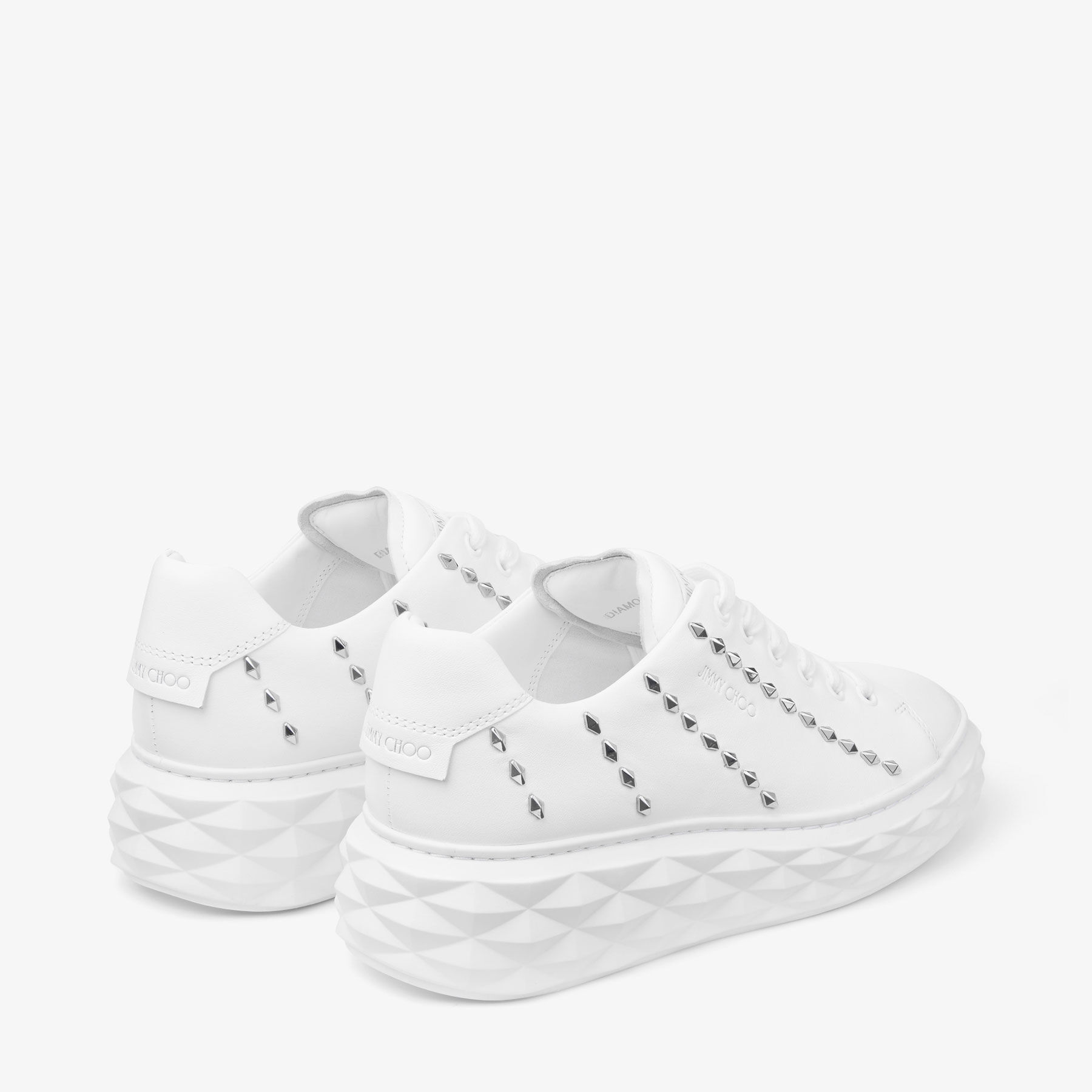 DIAMOND LIGHT MAXI F White Nappa Leather Low Top Trainers with