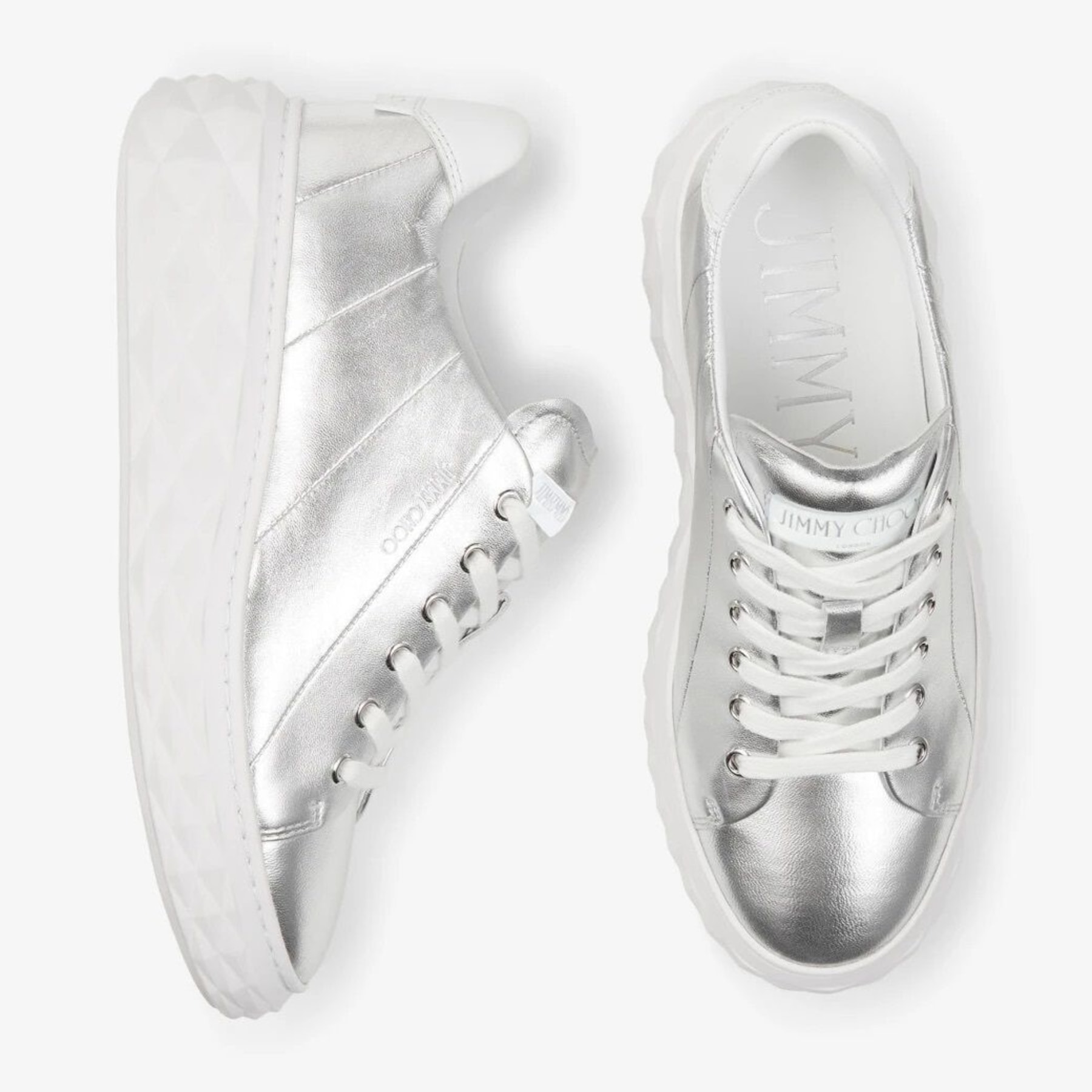 Silver jimmy choo trainers sales