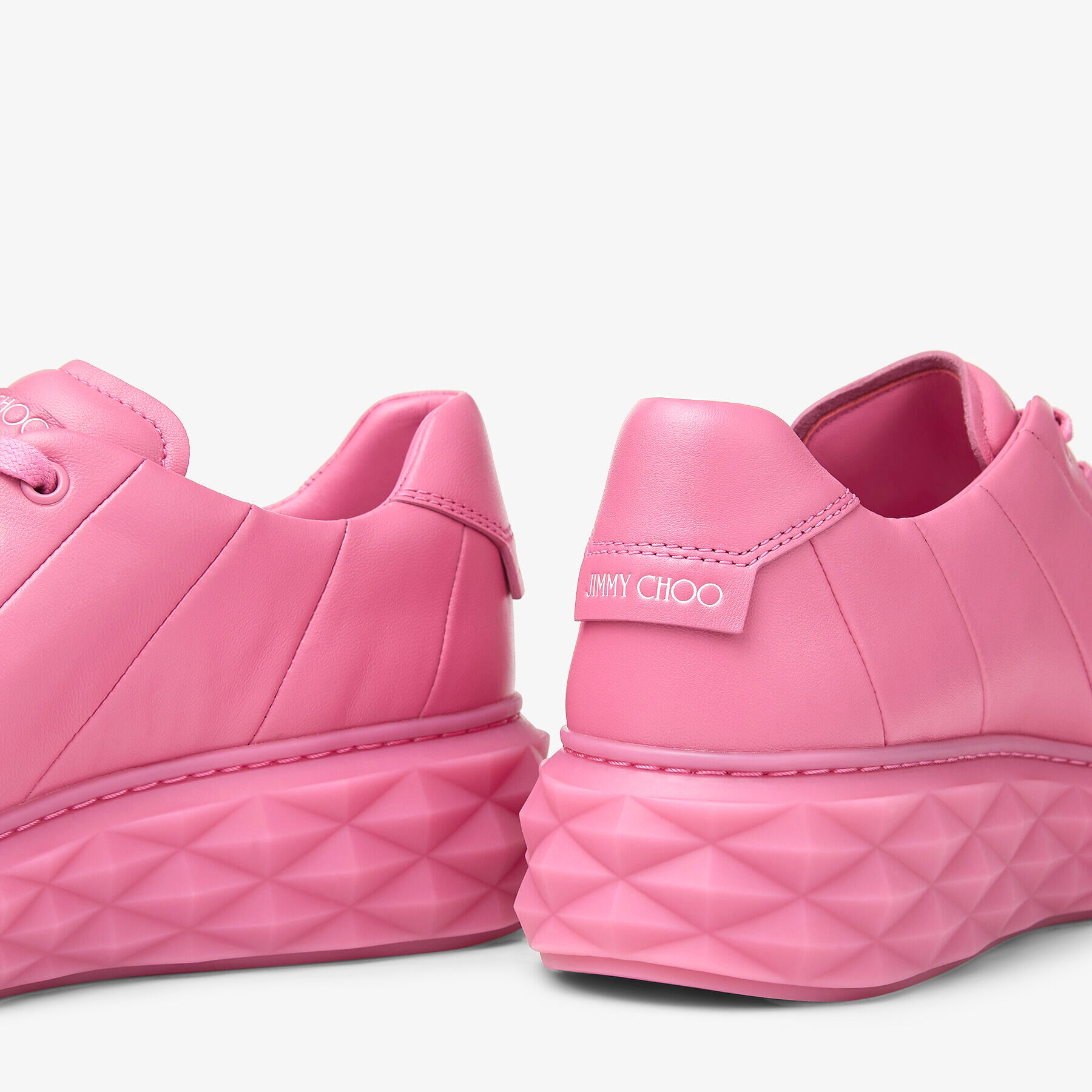 Candy Pink Nappa Leather Low Top Trainers with Platform Sole DIAMOND LIGHT MAXI F Summer 2022 collection JIMMY CHOO