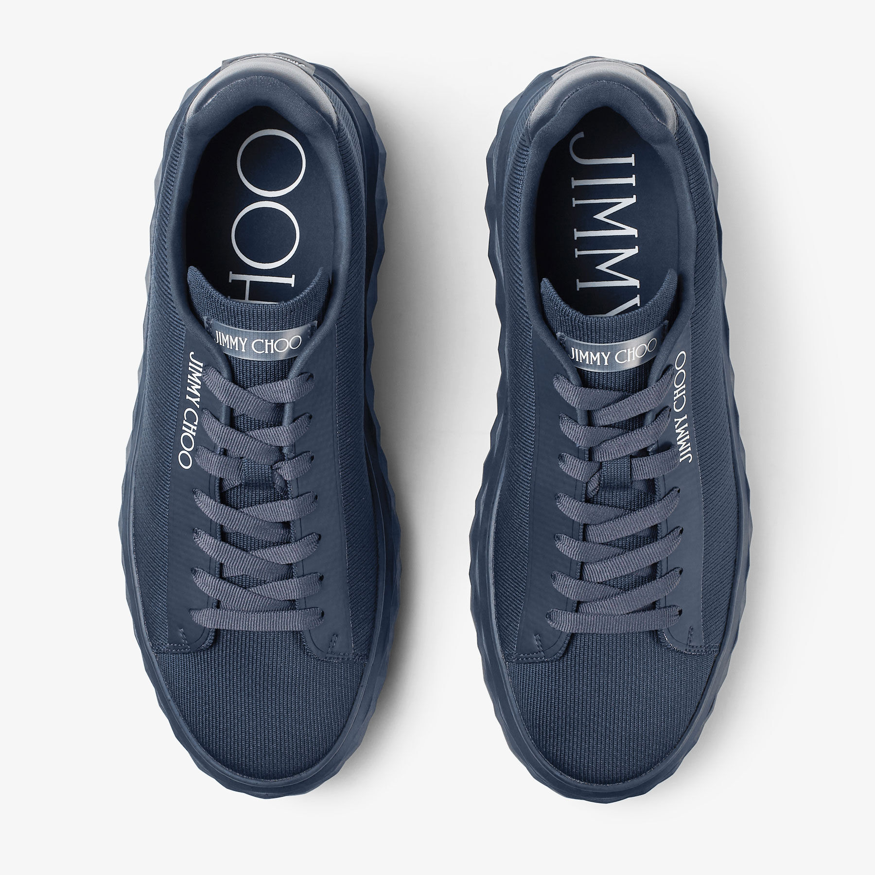 Diamond Light Maxi M Navy Sustainable Knit Trainer JIMMY CHOO UK