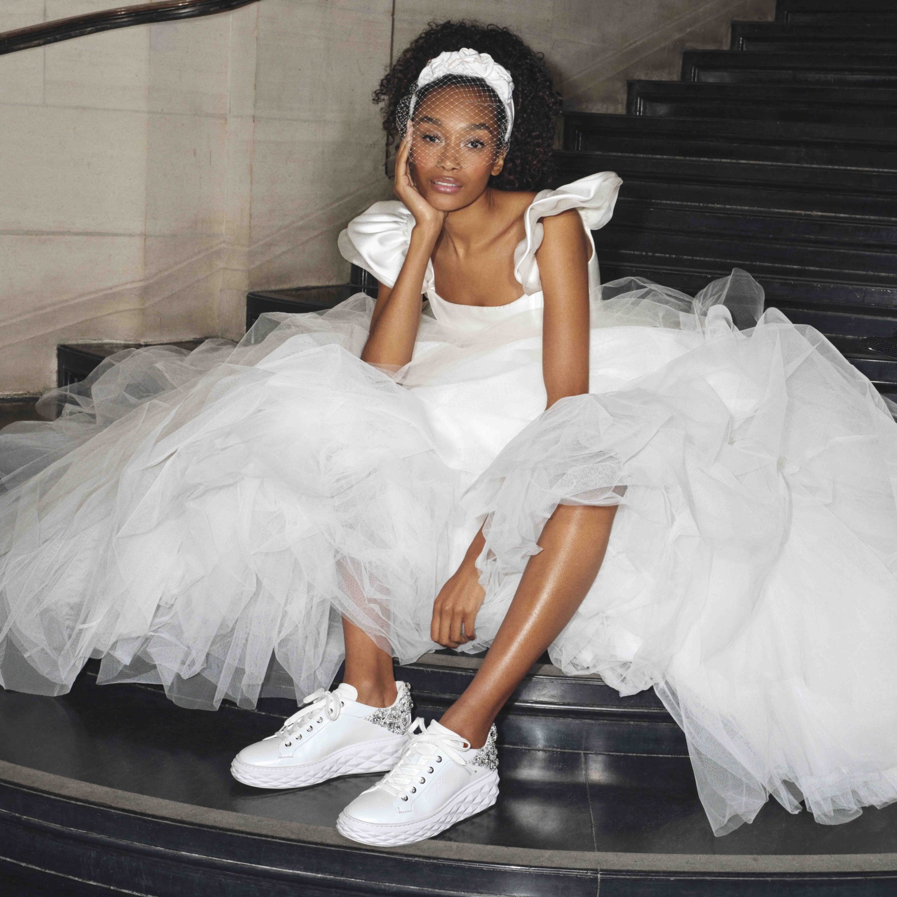 White jimmy choo trainers on sale