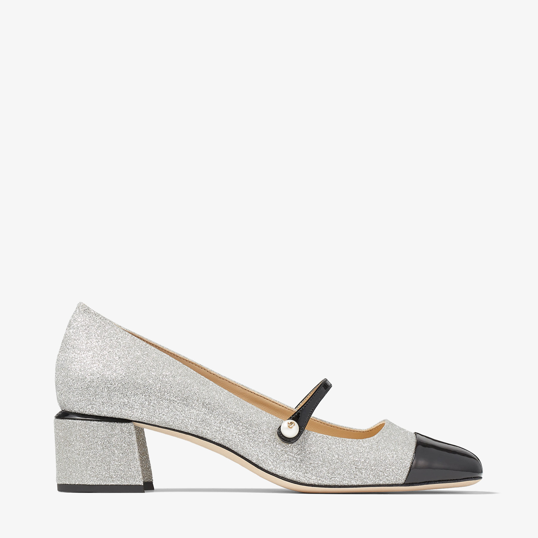 ELISA 45 Silver Glitter and Patent Pumps Summer Collection JIMMY CHOO