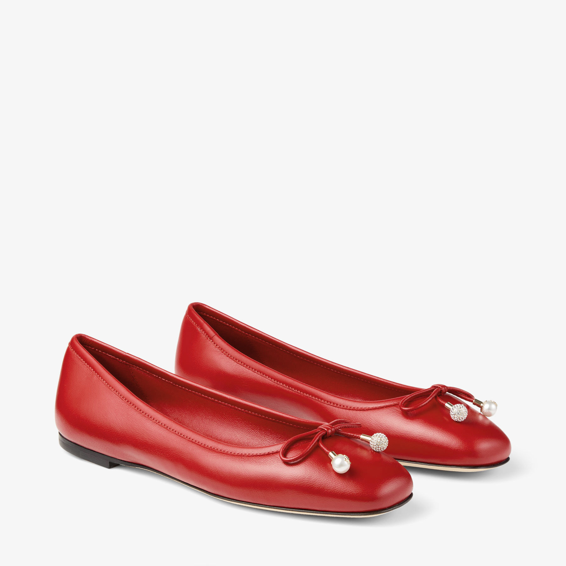 Elme Flat Postbox Red Nappa Leather Flats JIMMY CHOO