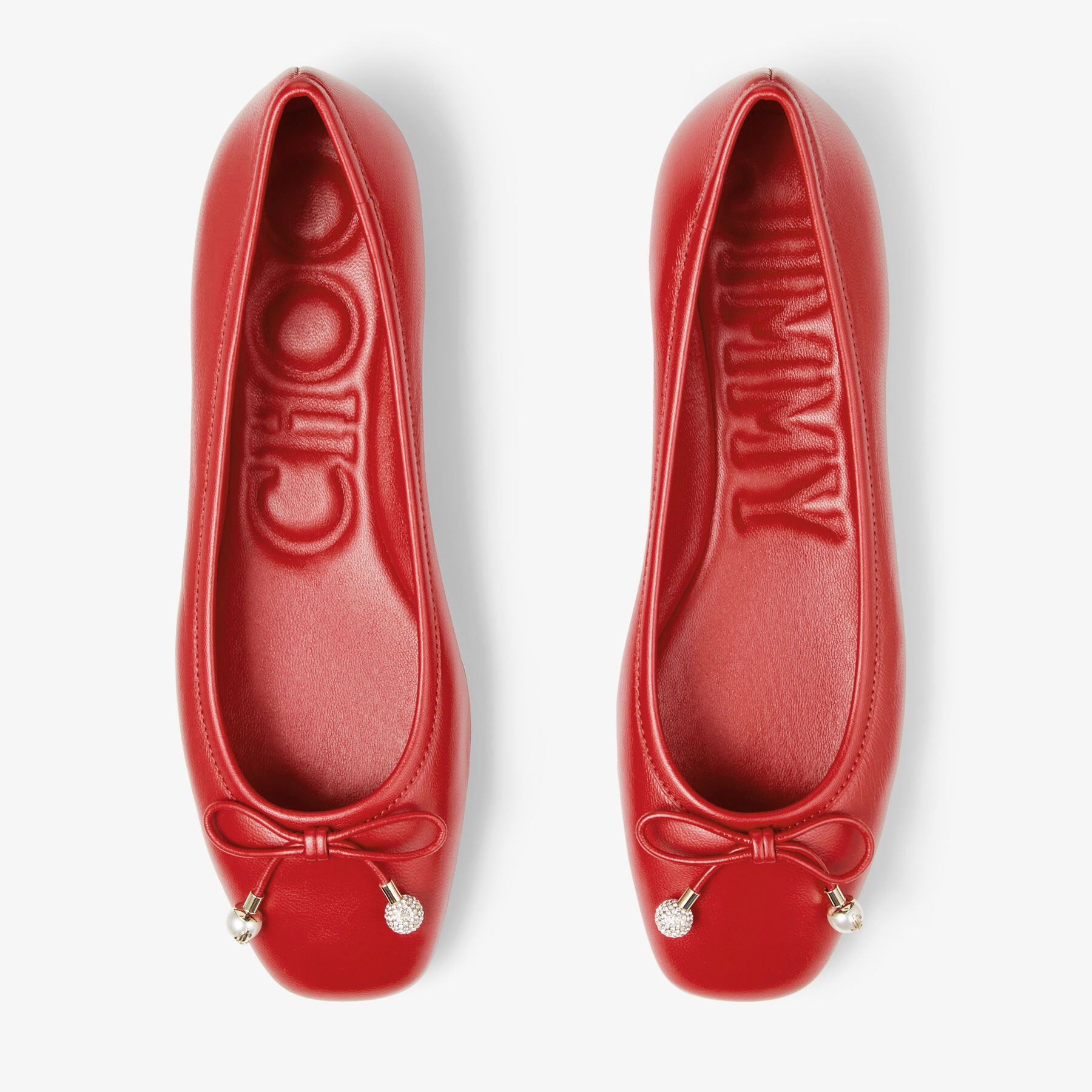 Elme Flat Postbox Red Nappa Leather Flats JIMMY CHOO