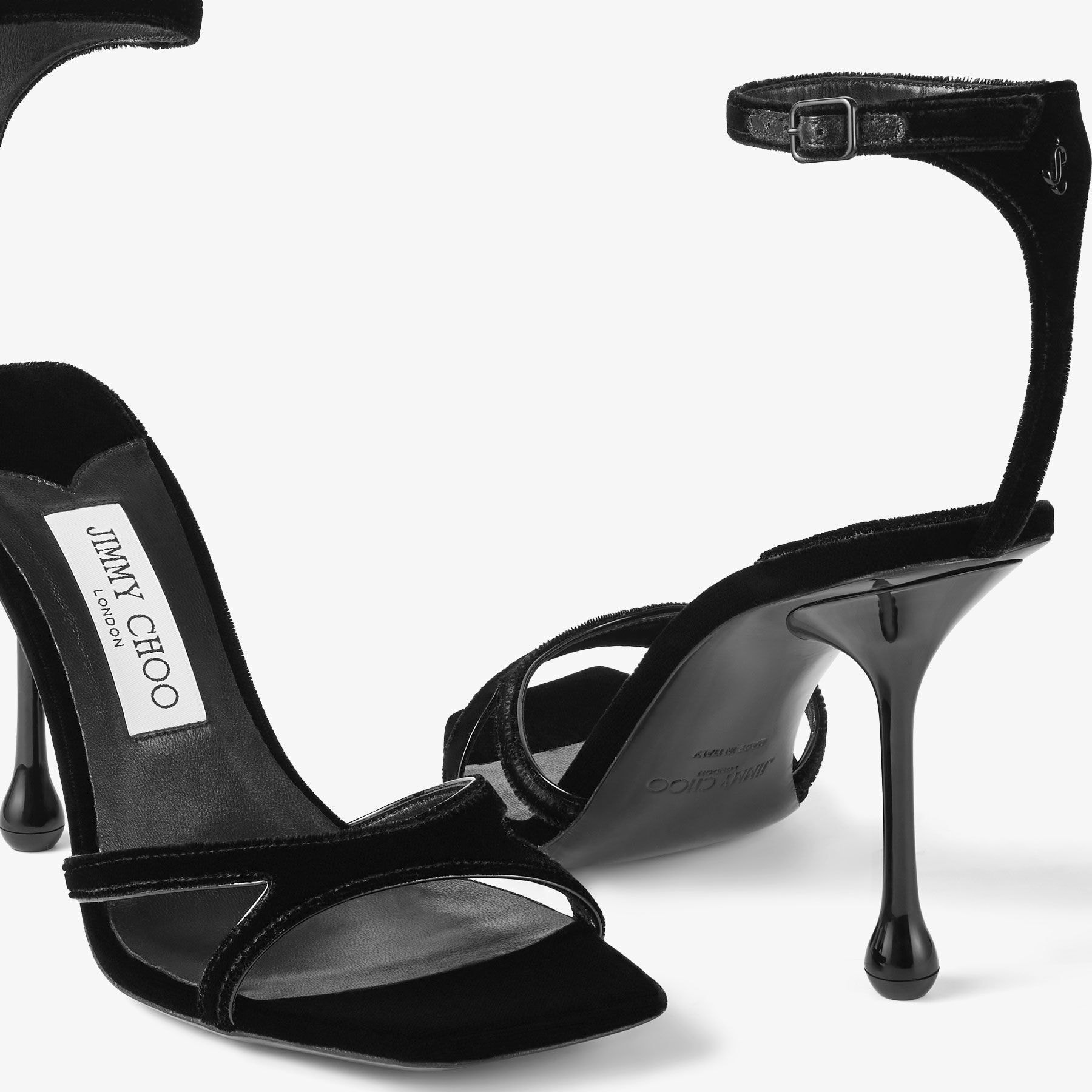 IXIA SANDAL 95 Black Velvet Sandals New Collection JIMMY CHOO