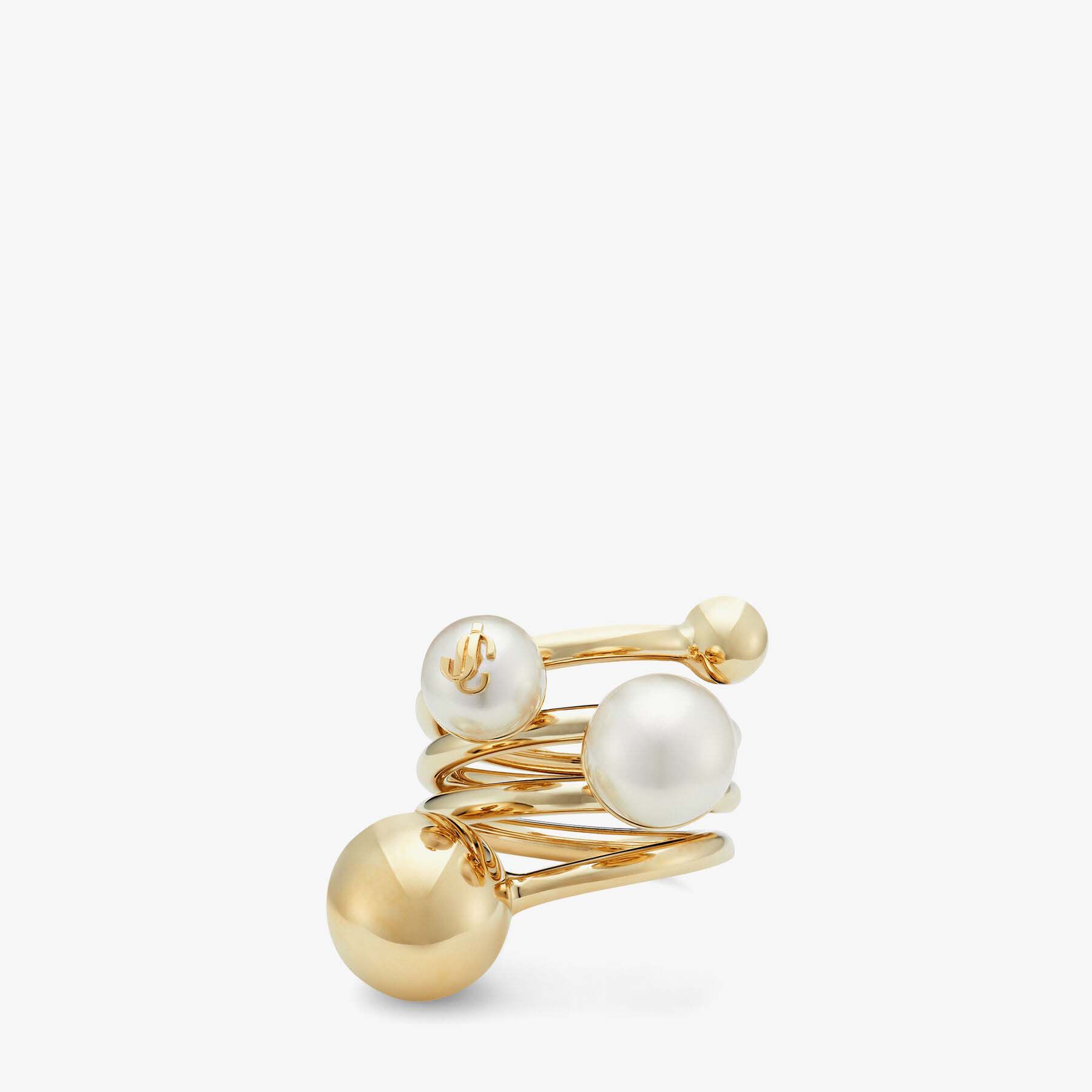 Gold-Finish Metal Ring with Pearls | JC Multi Pearl Ring