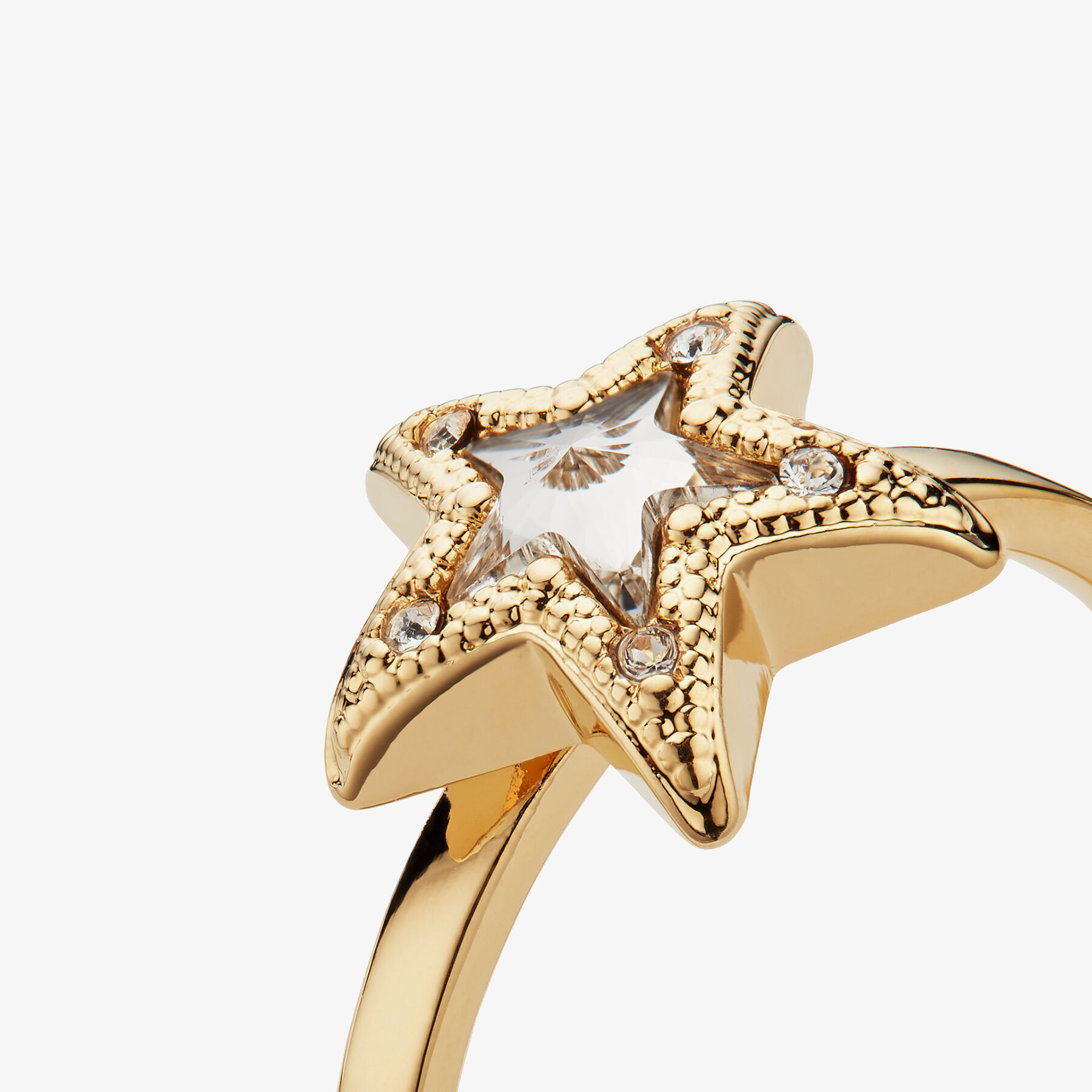 Gold Finish Metal Star Ring with Swarovski Crystals JC Star Ring