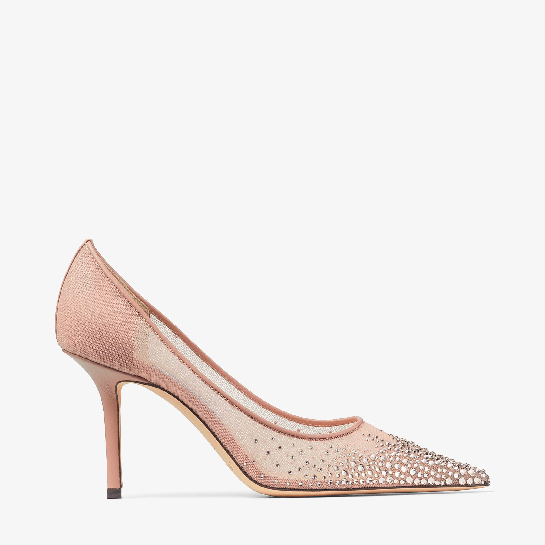 LOVE 85 | Ballet Pink Mesh Pointed-Toe Pumps with Dégradé Crystals 