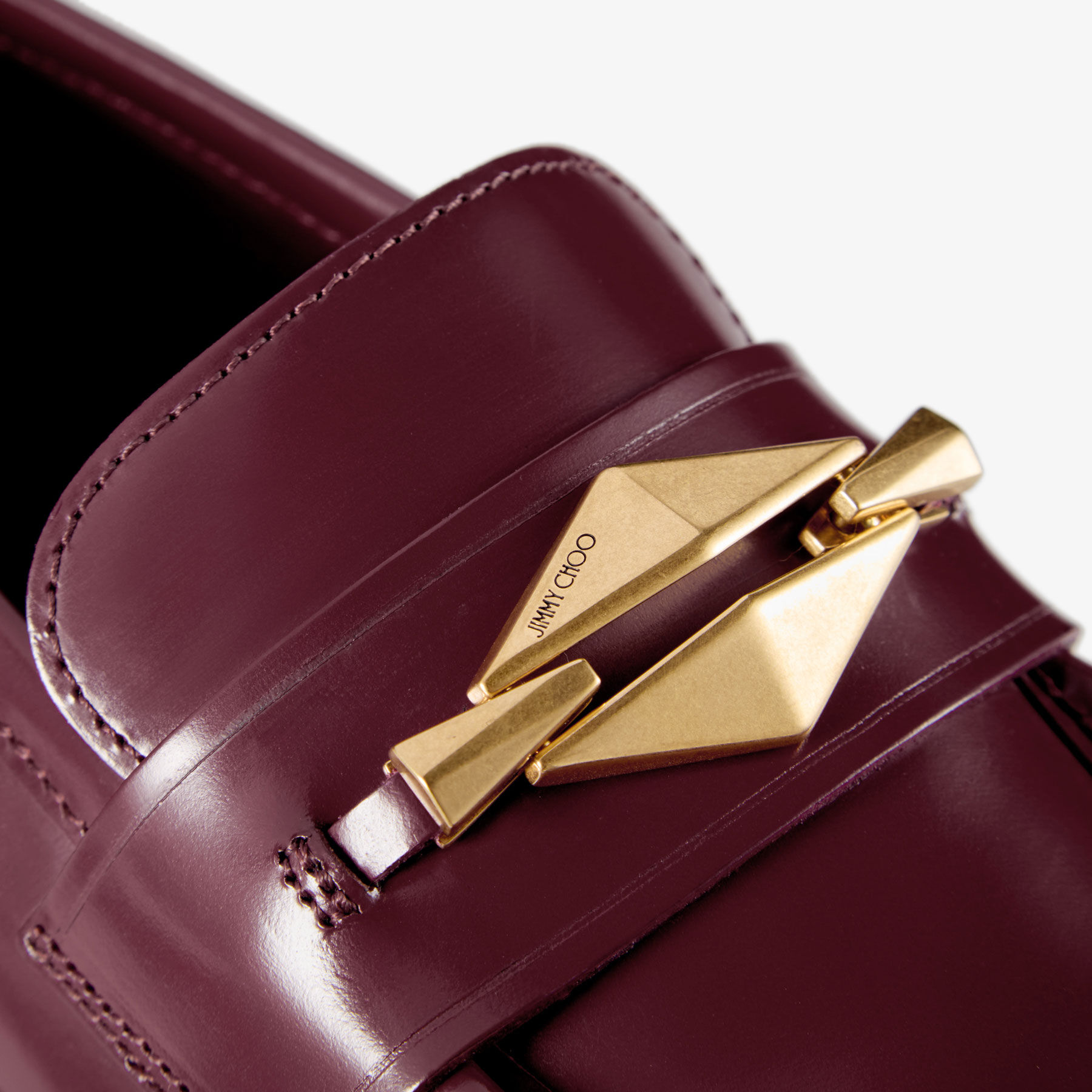 Marlow Diamond F Garnet Calf Leather Flats JIMMY CHOO