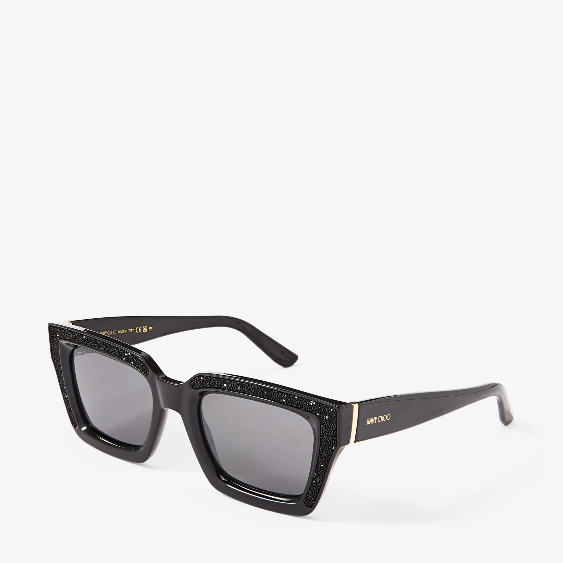 Black Square Frame Sunglasses with Swarovski Crystals MEGS S