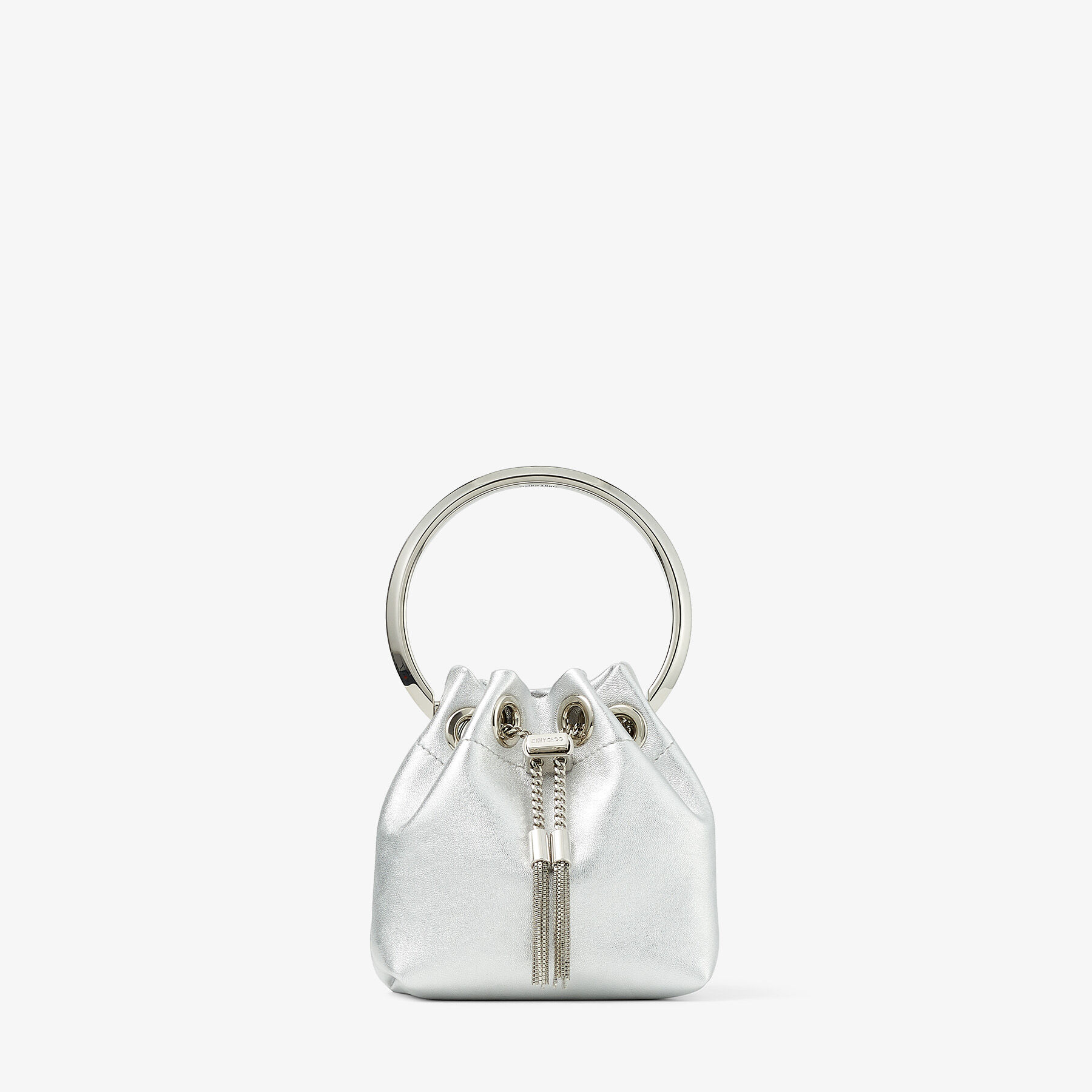 Silver Metallic Nappa Mini Bag MICRO BON BON Summer 2022 collection JIMMY CHOO