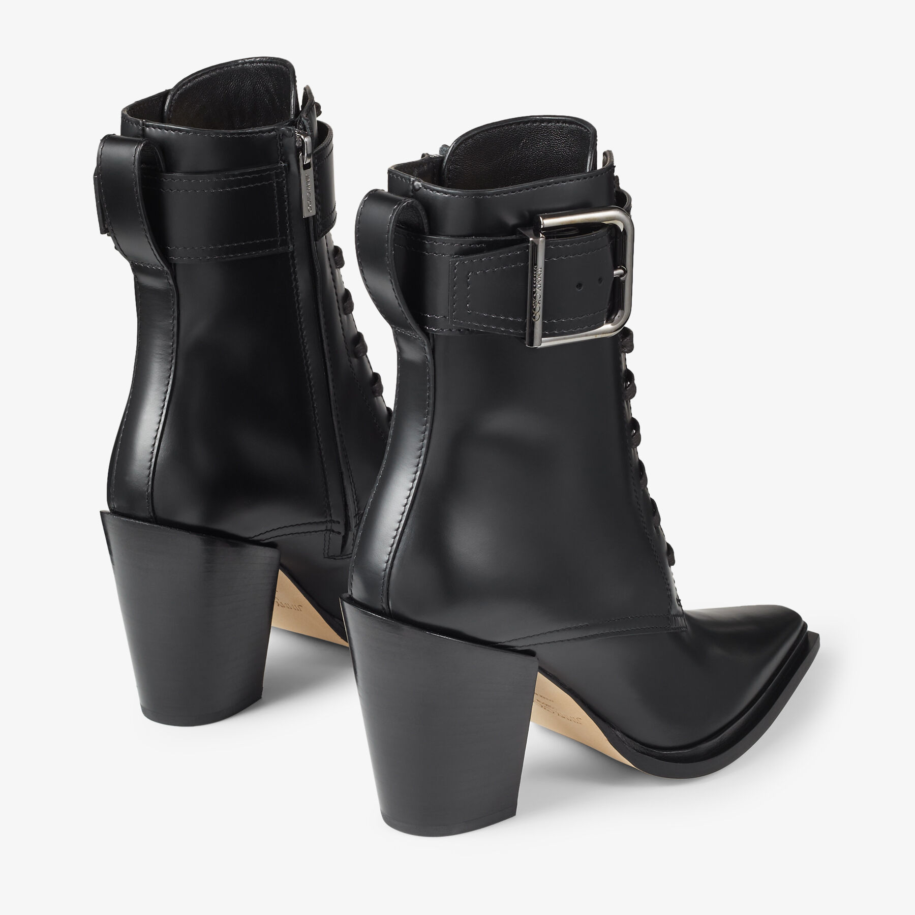 MYOS 80 Black Brushed Calf Leather Ankle Boots New Collection JIMMY CHOO
