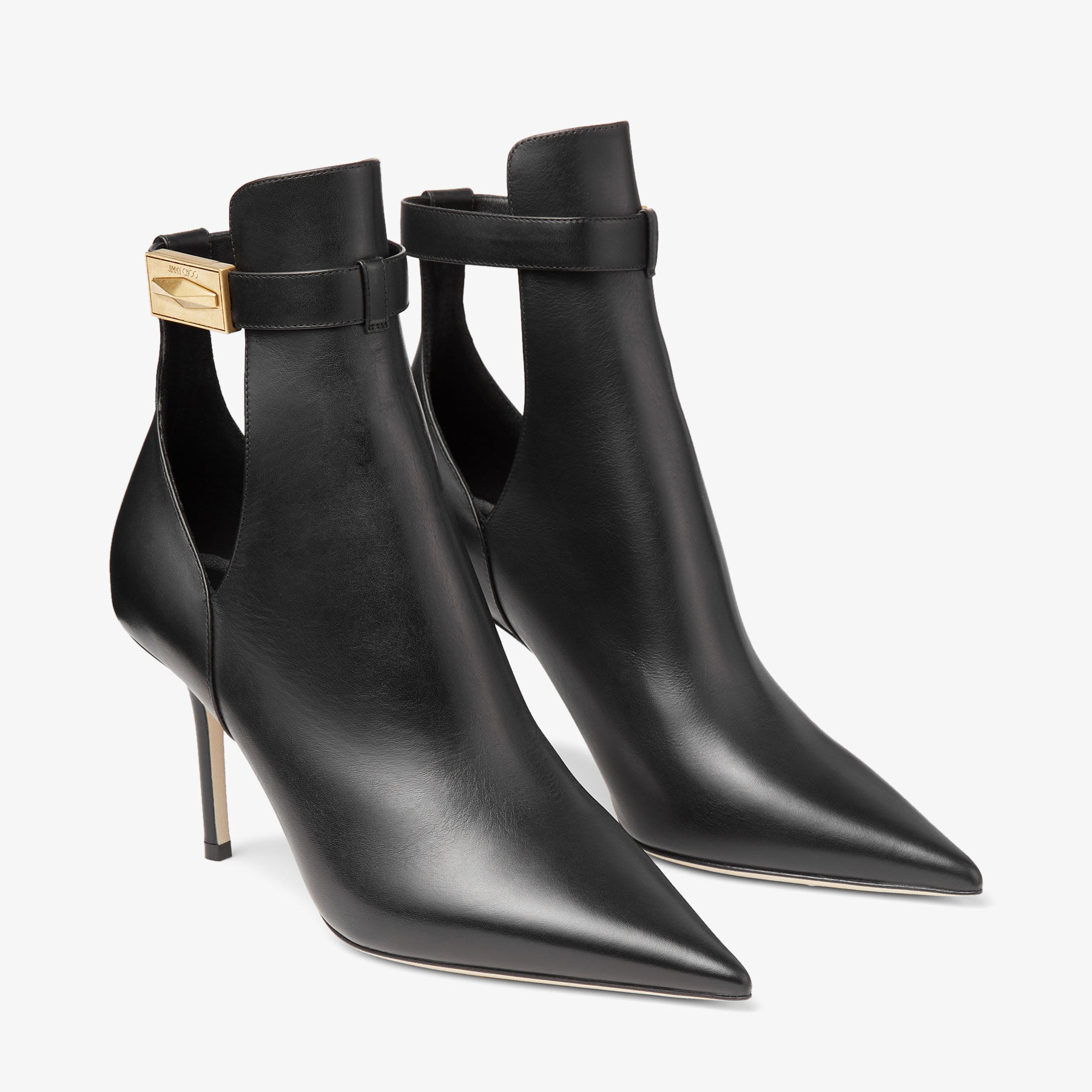 NELL AB 85 Black Calf Leather Ankle Boots Autumn Collection JIMMY CHOO