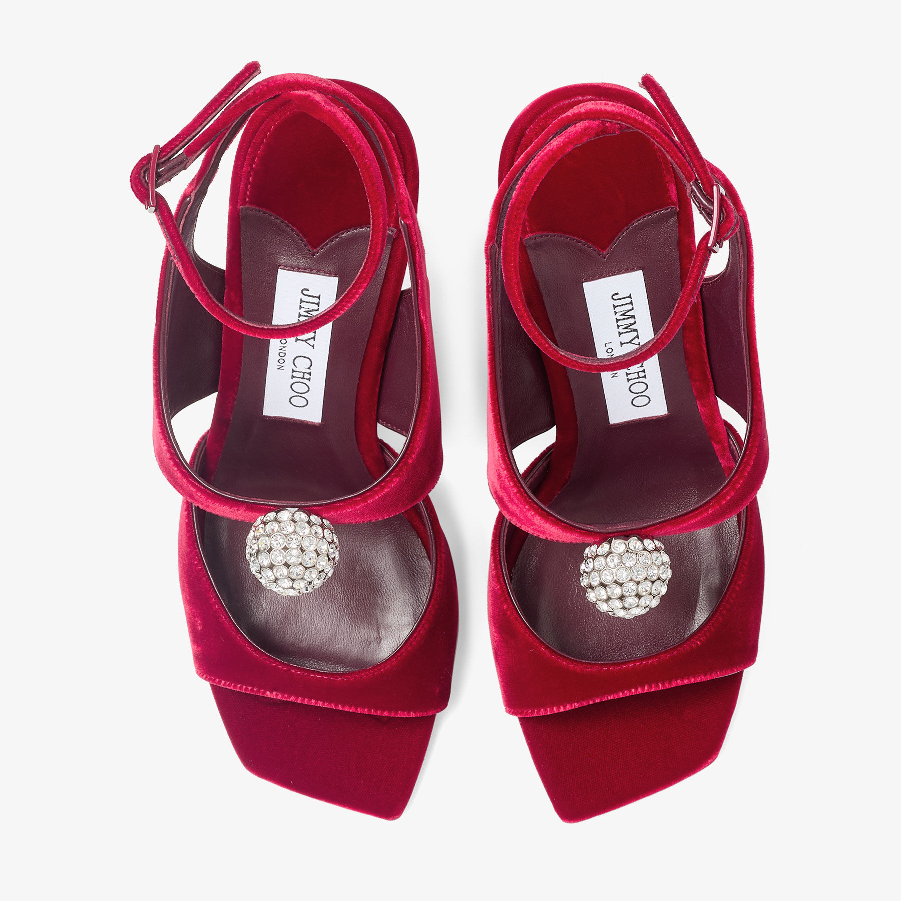 Orb 95 Ruby Red Velvet Sandals JIMMY CHOO