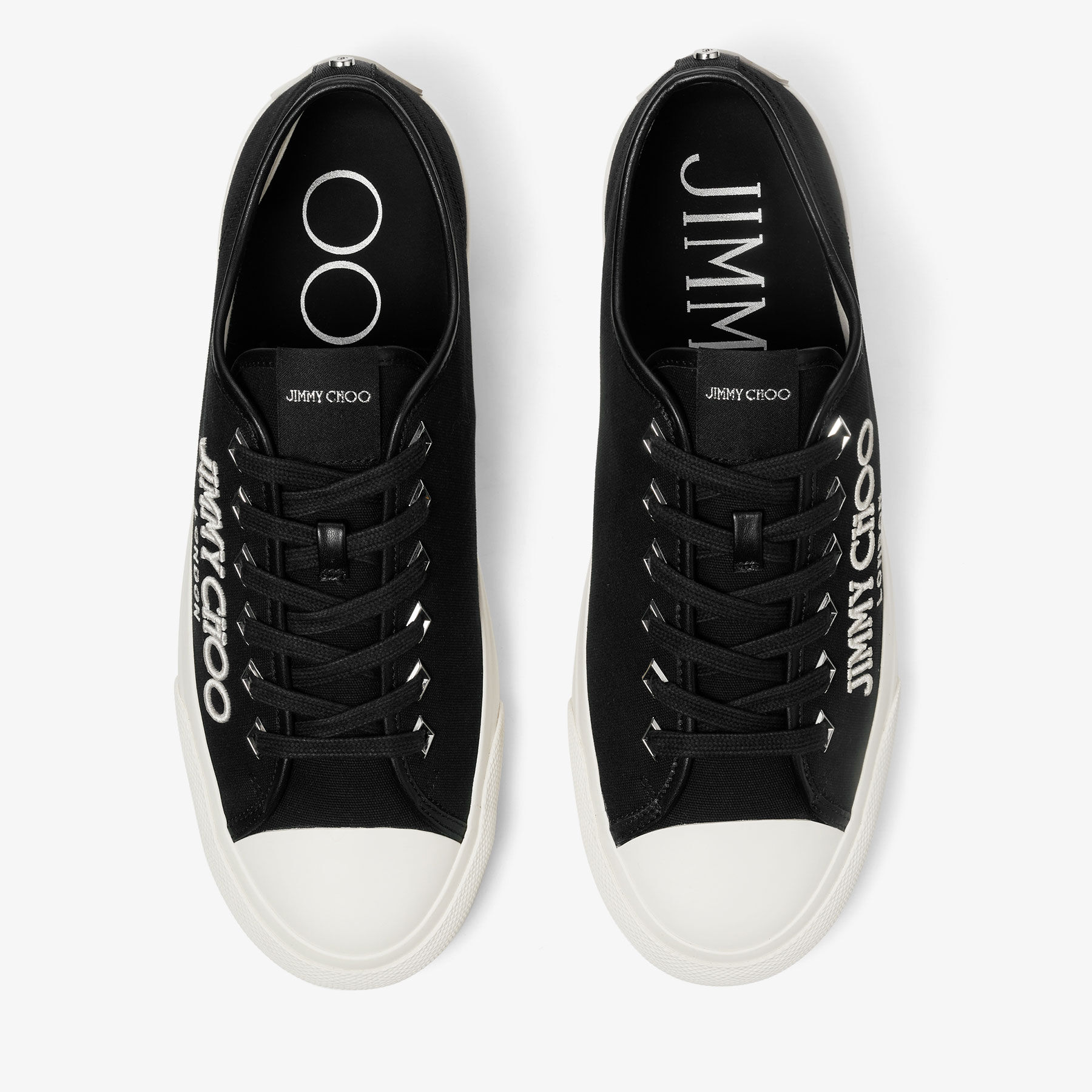 Palma M Black and Latte Canvas Low Top Trainers with Embroidered Logo JIMMY CHOO