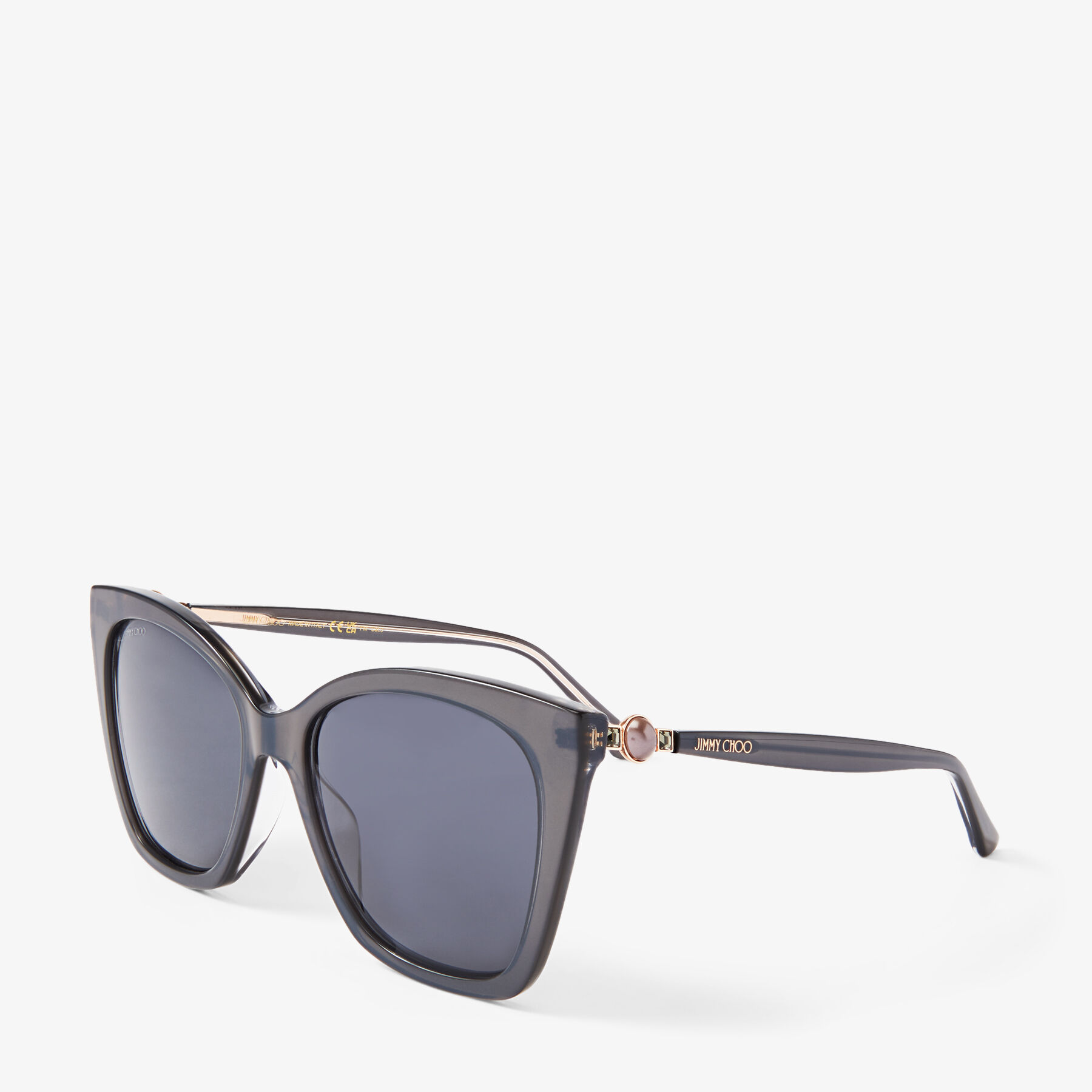 Pearled Grey Cat Eye Sunglasses with Pearls and Swarovski Crystals