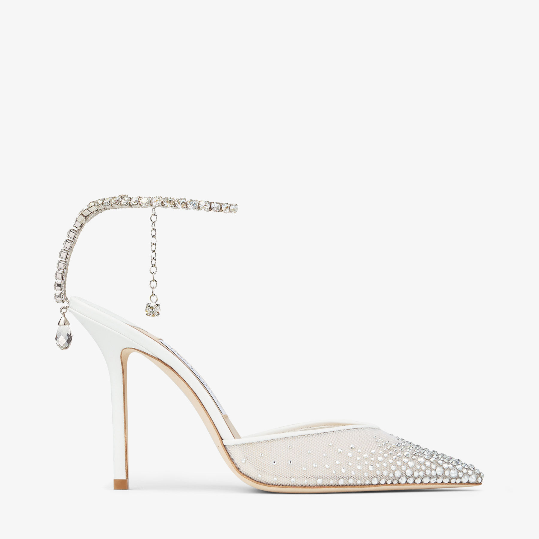Saeda 100 White Crystal Chain Pumps JIMMY CHOO UK