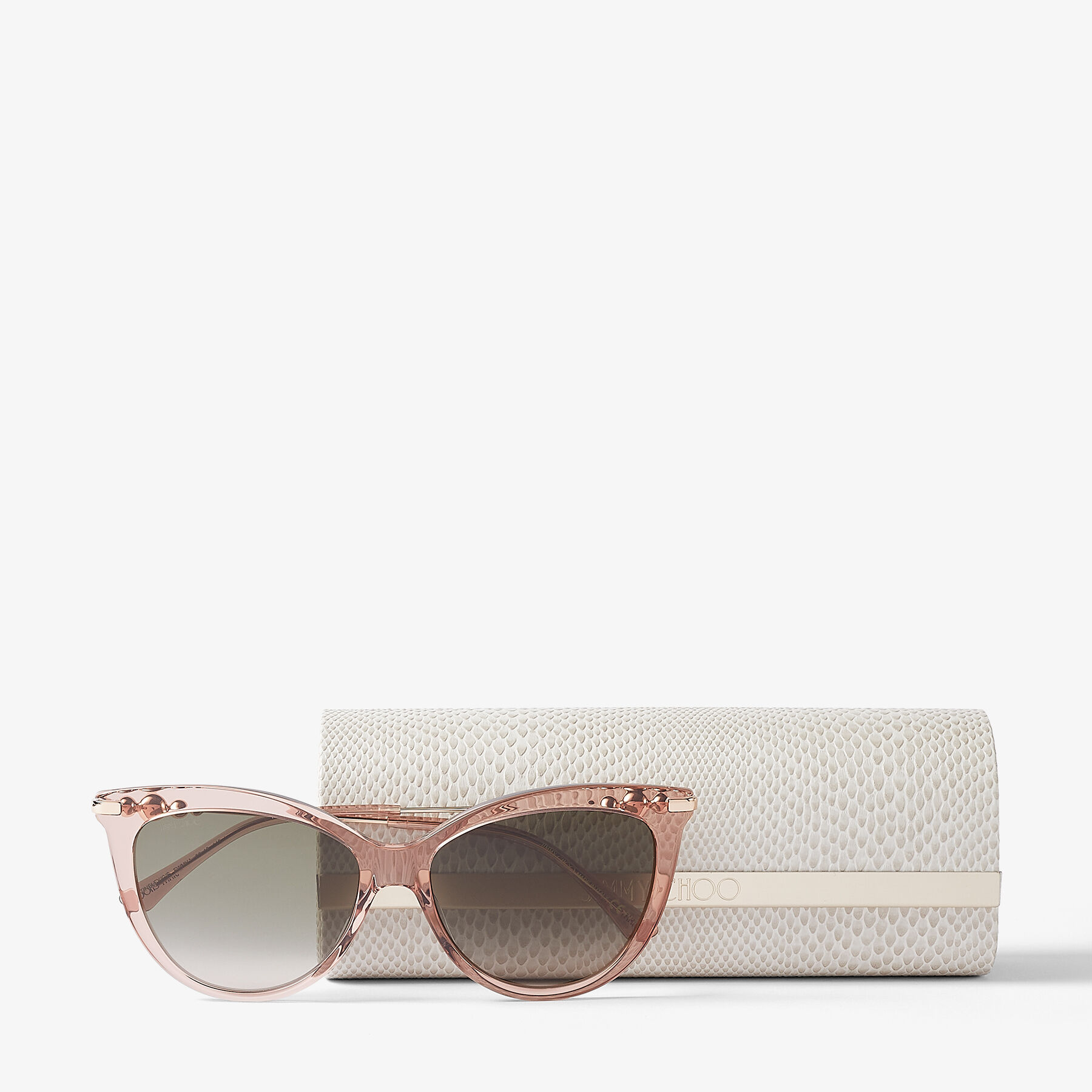 Nude and Copper Gold Cat Eye Sunglasses with Pearls TINSLEY G S