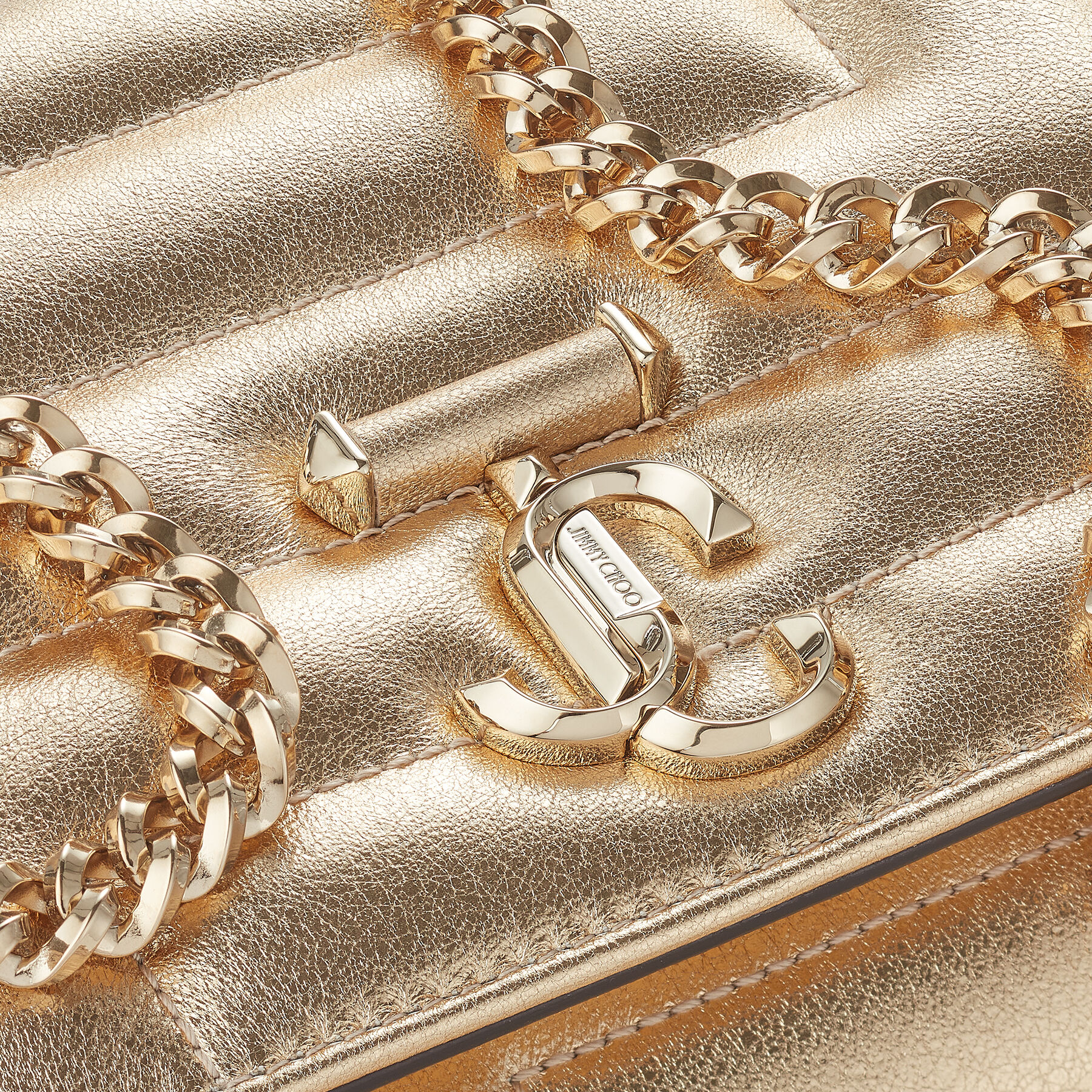 Gold Avenue Metallic Nappa Leather Clutch Bag with Light Gold JC Emblem AVENUE CLUTCH Autumn 2022 collection JIMMY CHOO