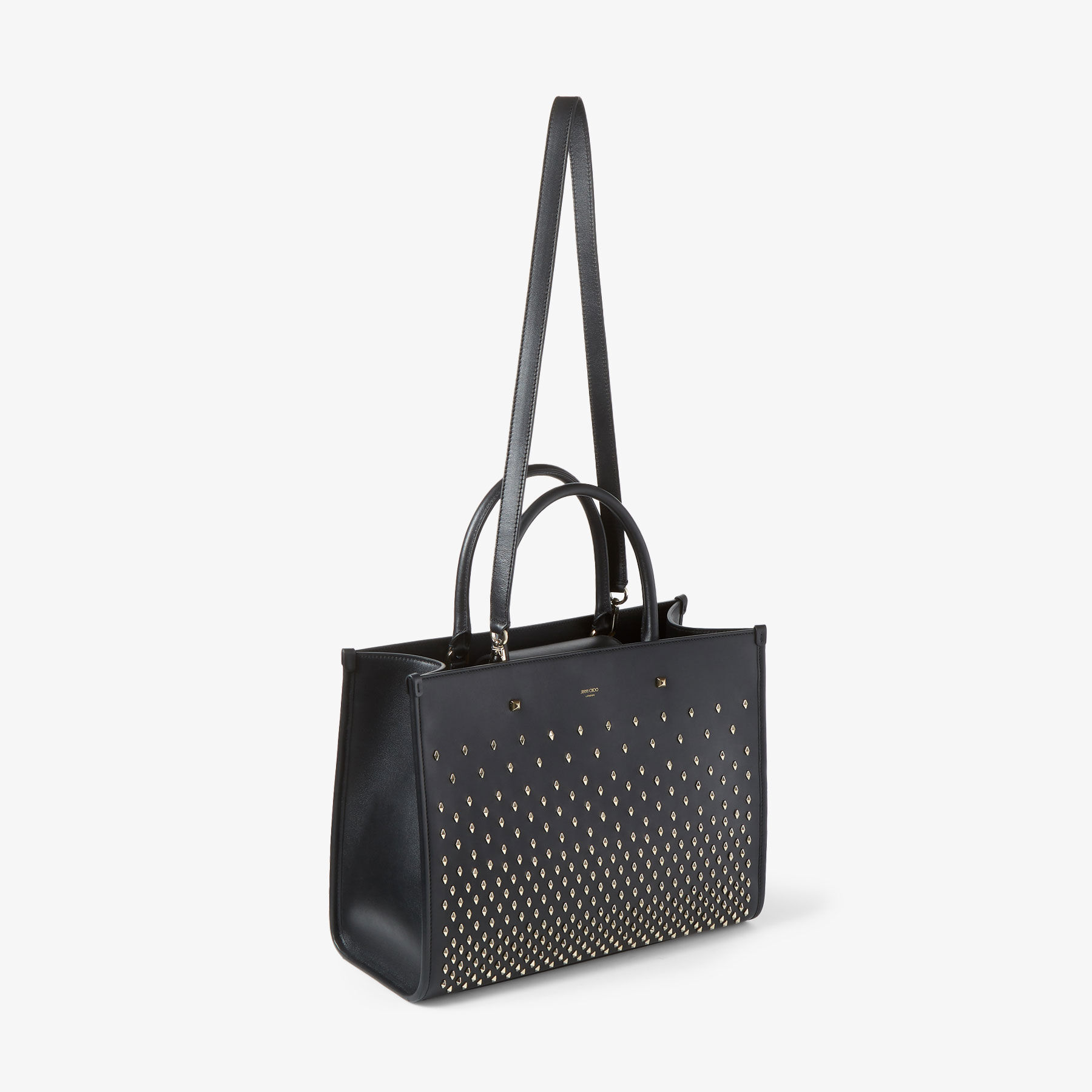 AVENUE M TOTE Black Leather Tote Bag with Studs Summer Collection JIMMY CHOO