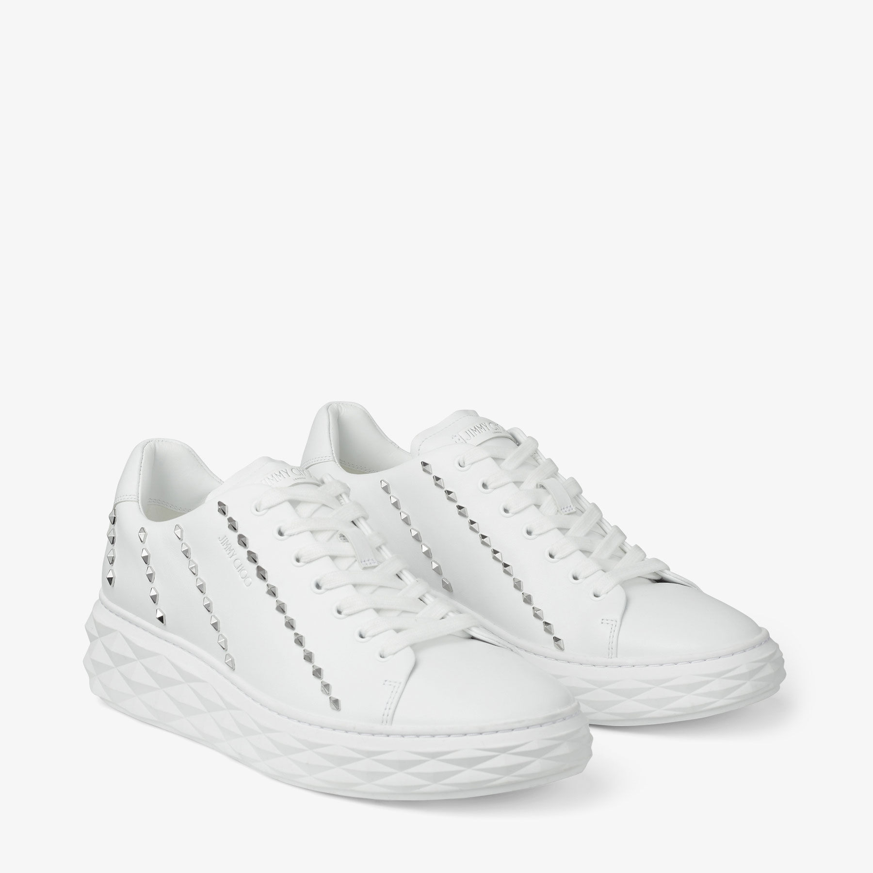 Diamond Light Maxi/M | White Embossed Leather Trainer | JIMMY CHOO