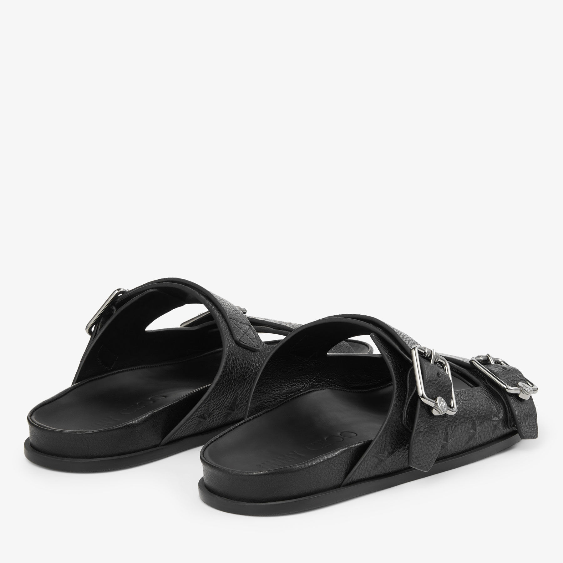 Etta City Sandal|ブラック エンボス加工レザー・サンダル| ジミー 