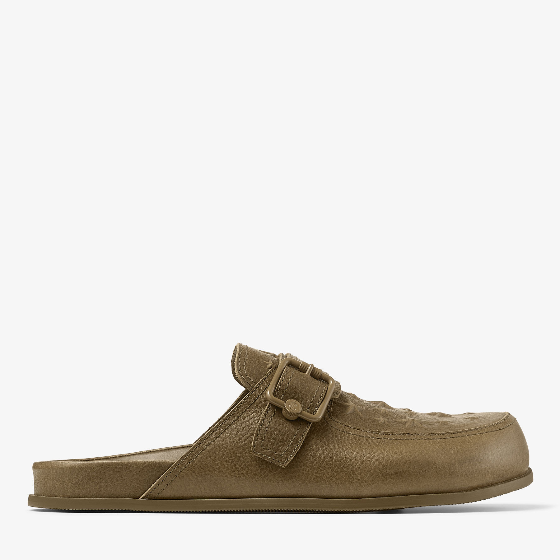 Etta Mule | Caper Green エンボス加工レザー・シューズ | ジミー 