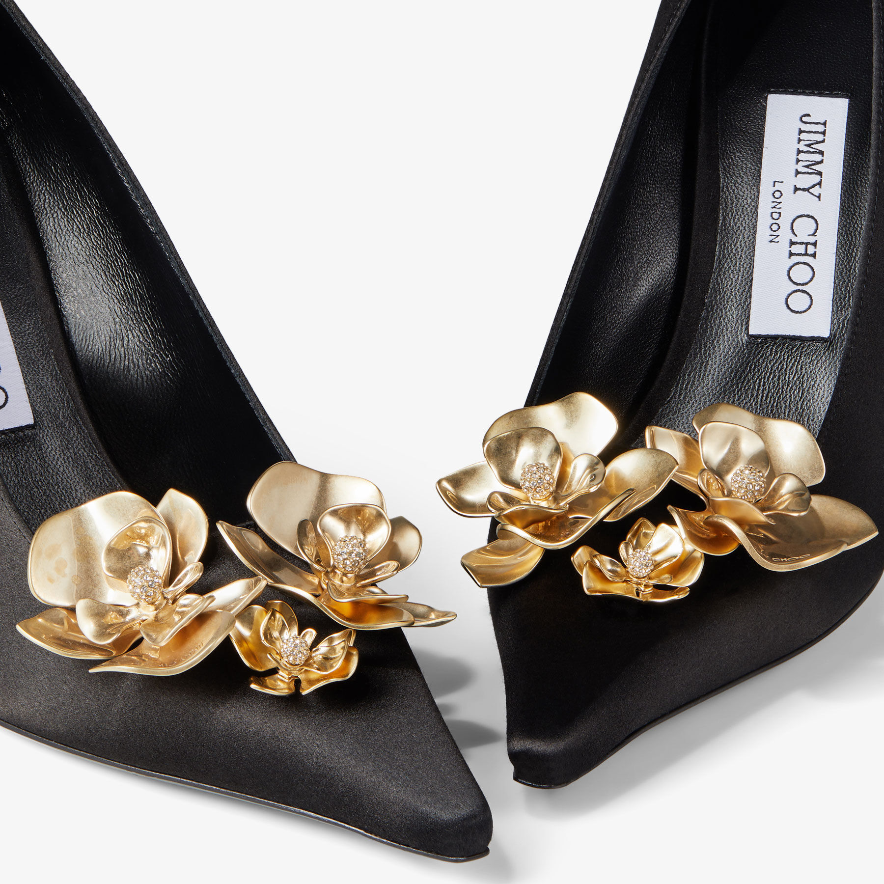 個人JIMMY CHOO メタルフラワー付 サテンサンダル パンプス 37 靴