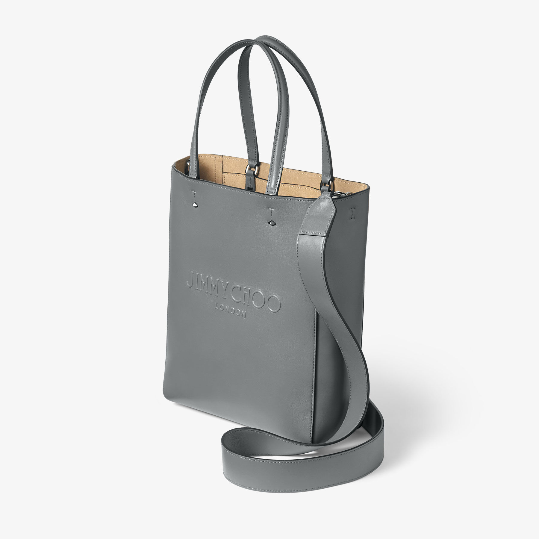 Lenny North-South M | Storm/Gunmetal Embossed Leather Tote Bag | JIMMY CHOO