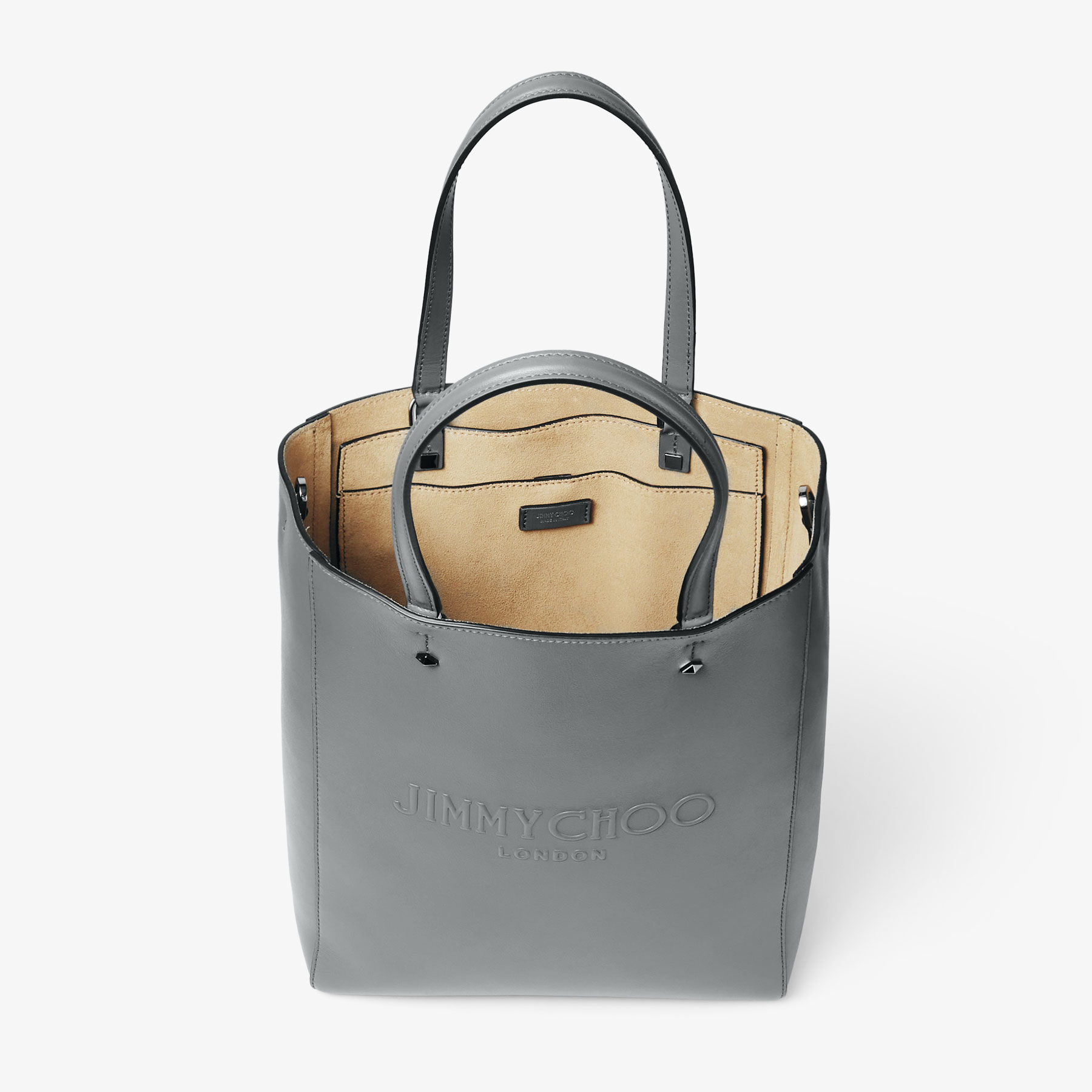 Lenny North-South M | Storm/Gunmetal Embossed Leather Tote Bag | JIMMY CHOO