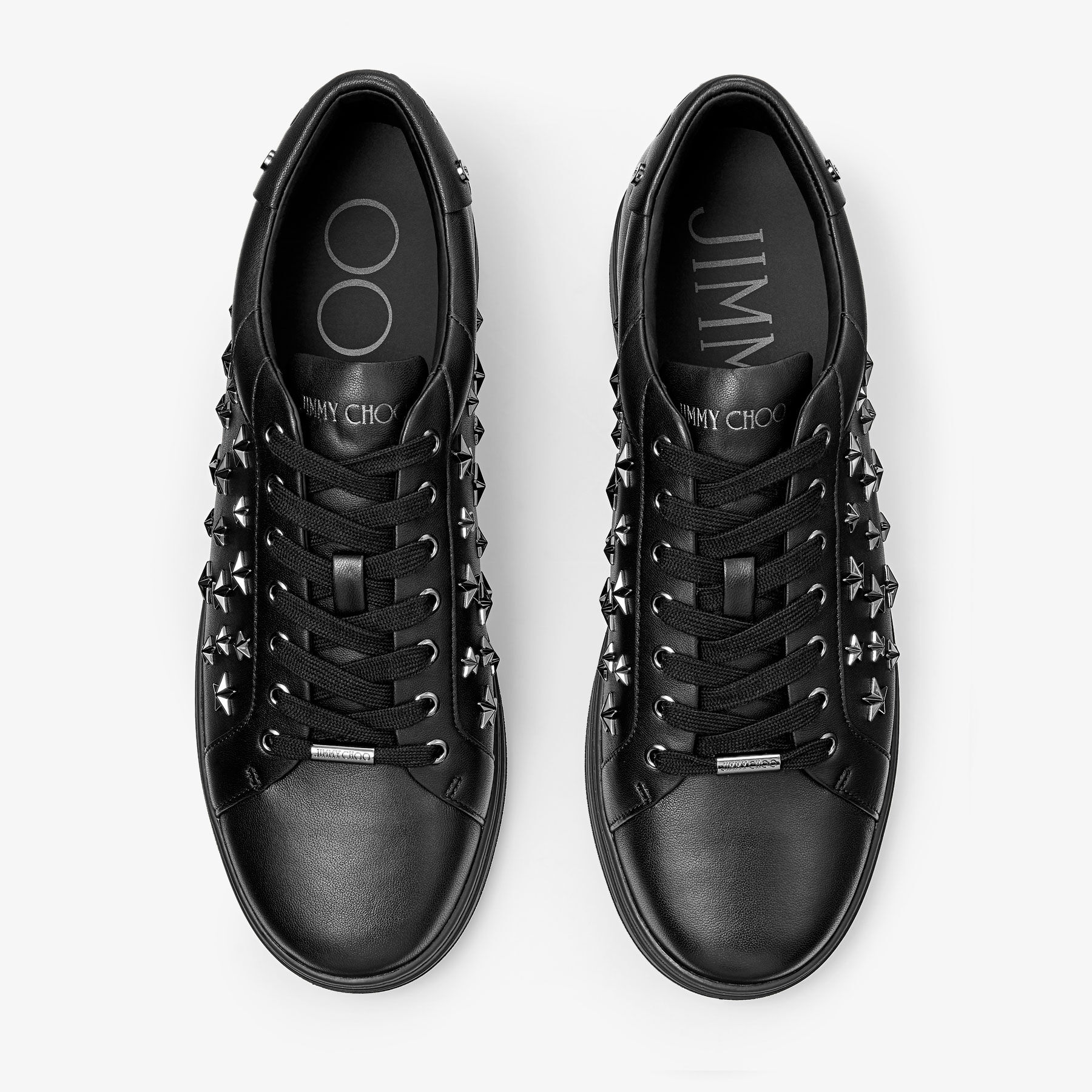 Rome/M | スタースタッズ付き Black ナッパレザー・ローカット 