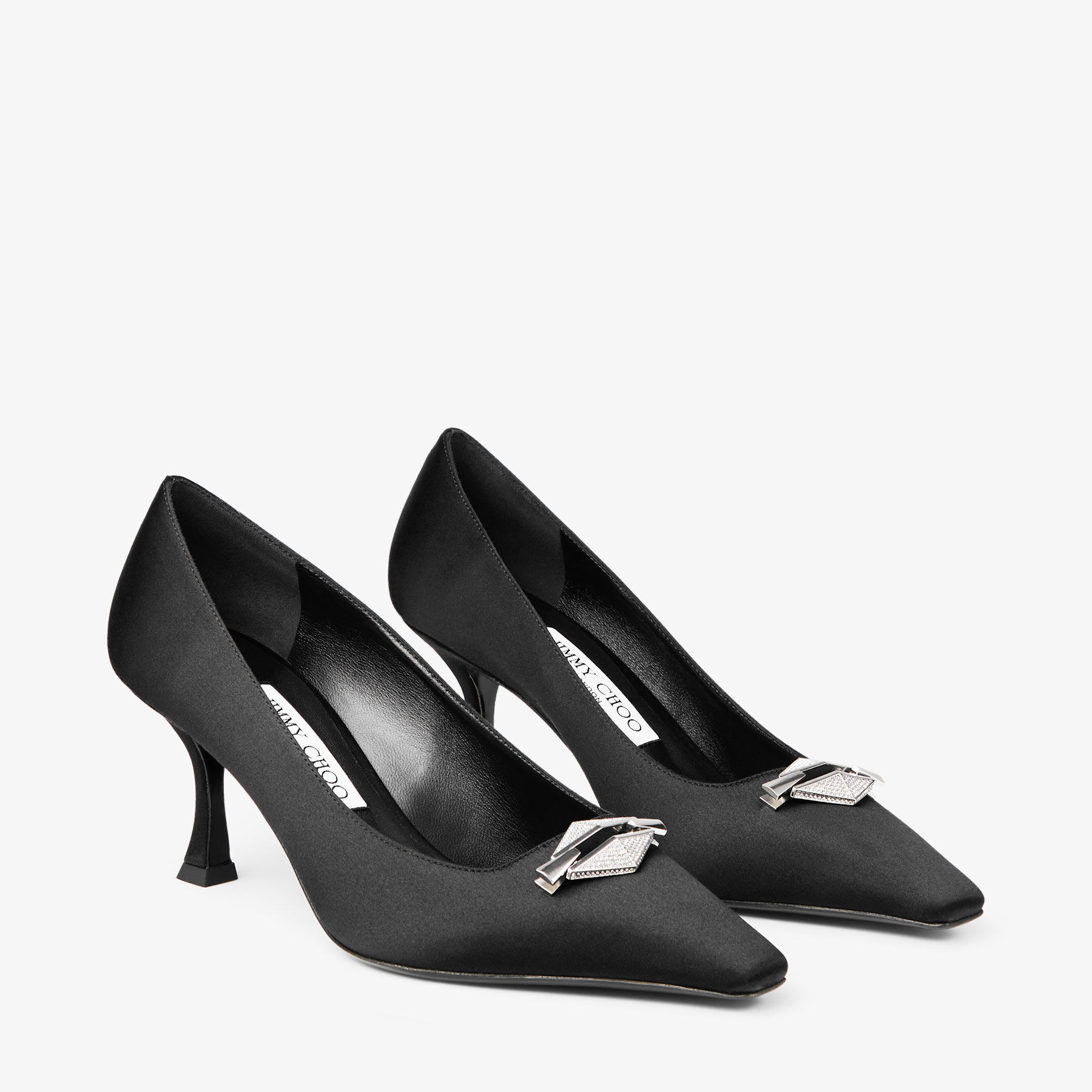JIMMY CHOO 黒 クリスタルサテン ハイヒール パンプス