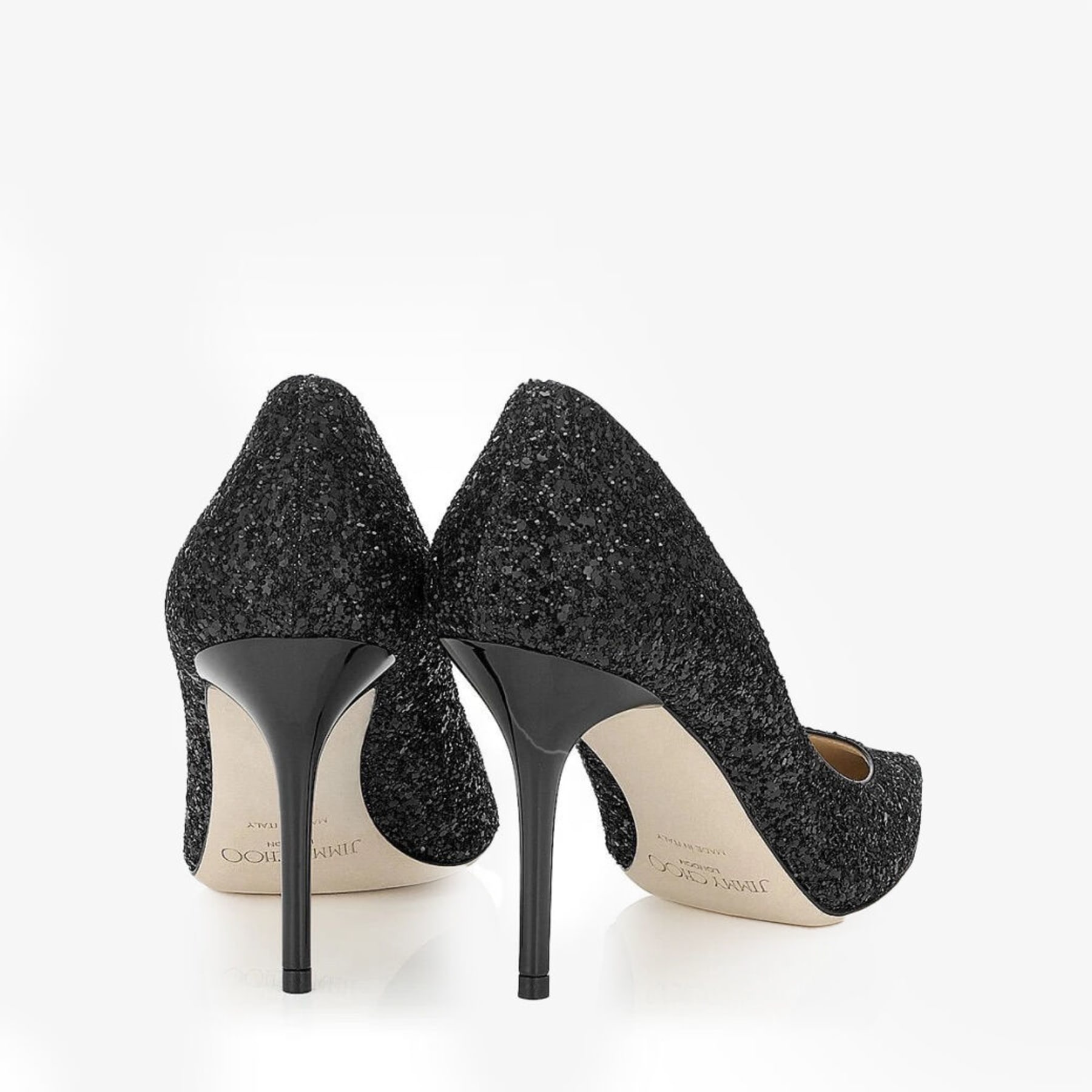 Black Coarse Glitter Fabric Pointed Toe Pumps AGNES Women s