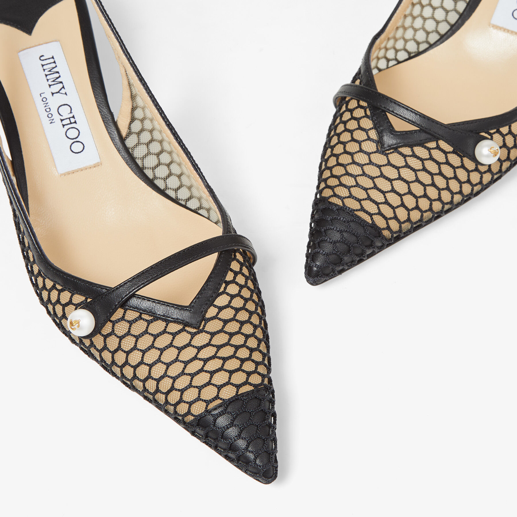Black Fishnet Mesh and Nappa Slingback Pumps | AMITA 45 | Summer 2022  collection | JIMMY CHOO