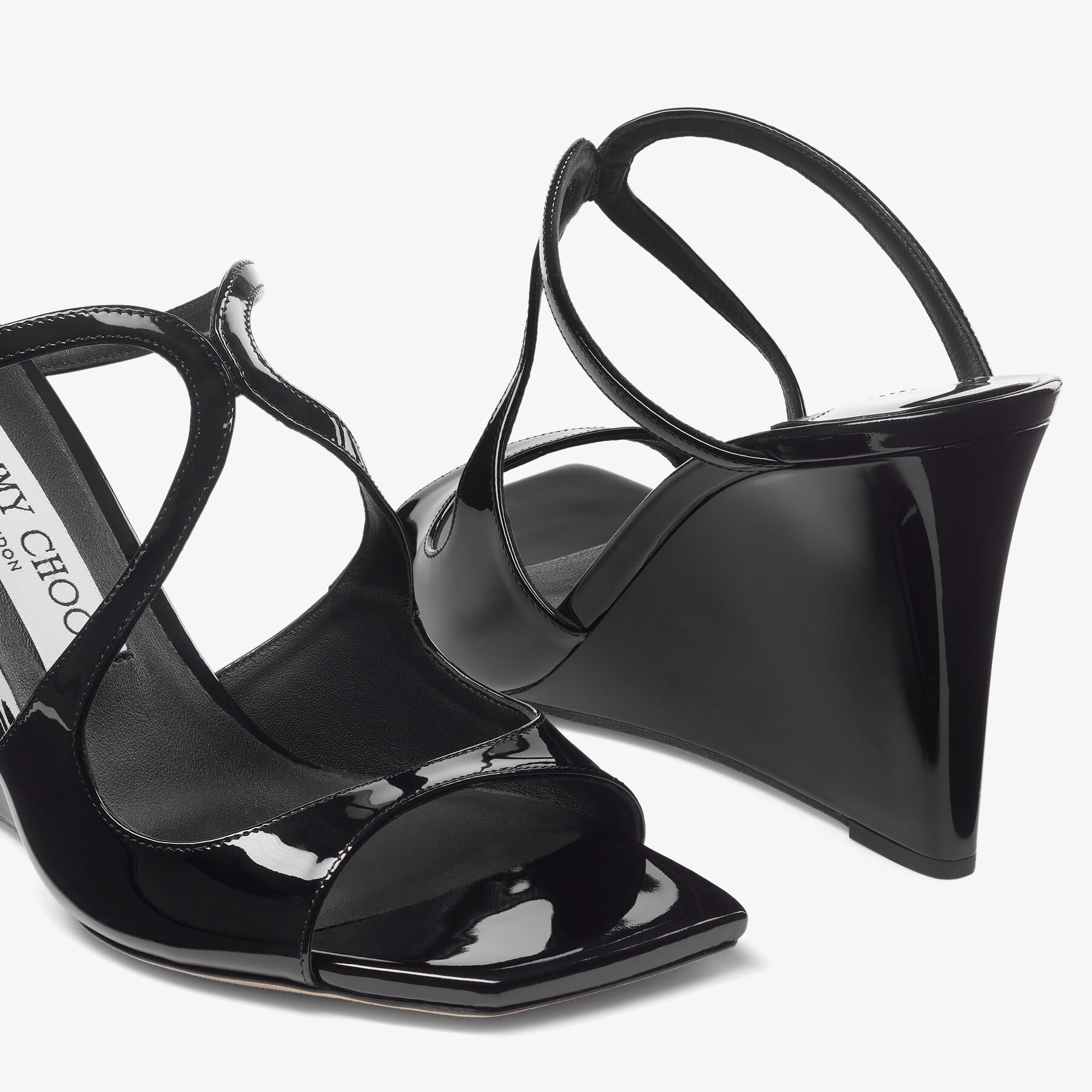 Black patent leather wedges store
