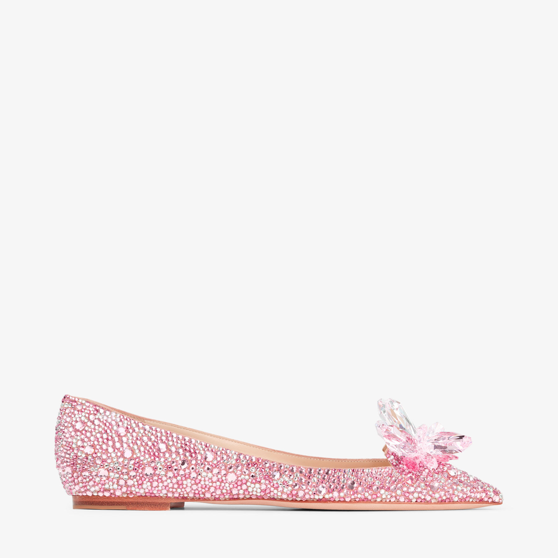 Scarpe basse a punta color mix rosa tempestate di cristalli ATTILA Pre collezione Autunno 2019 JIMMY CHOO