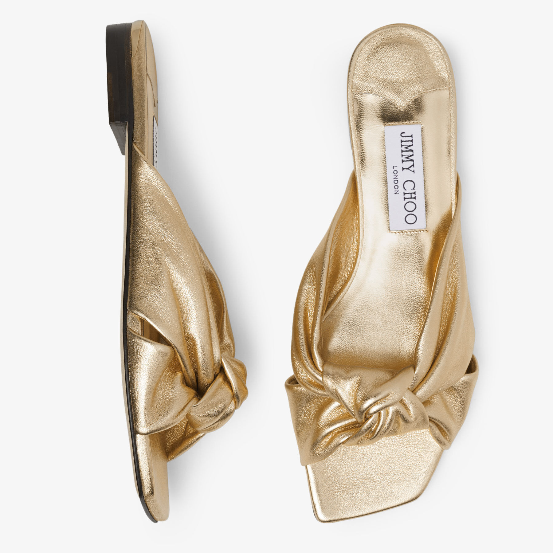 AVENUE FLAT Gold Metallic Nappa Leather Flat Sandals Summer Collection JIMMY CHOO