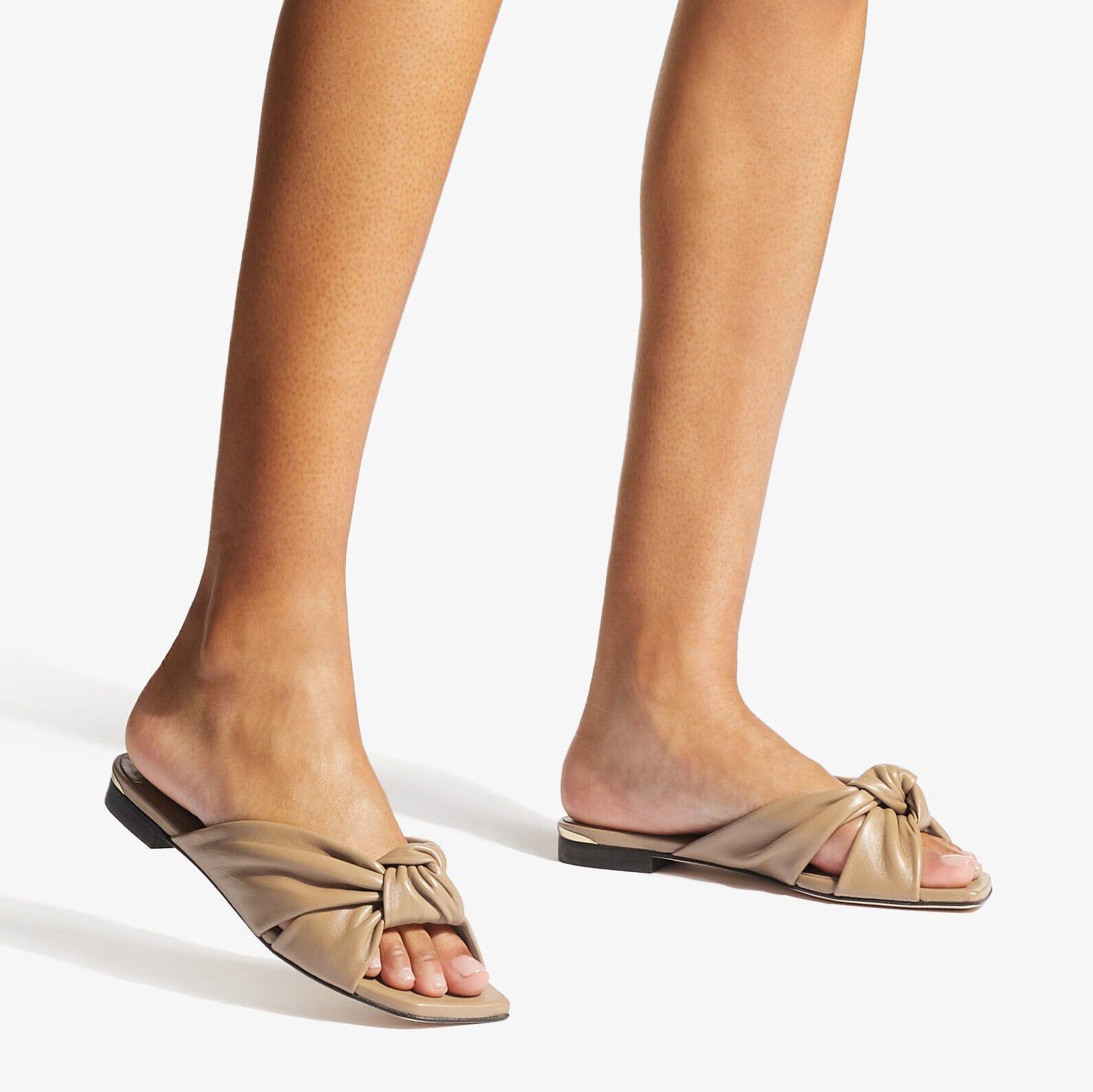 AVENUE FLAT Biscuit Nappa Leather Flat Sandals Summer Collection JIMMY CHOO