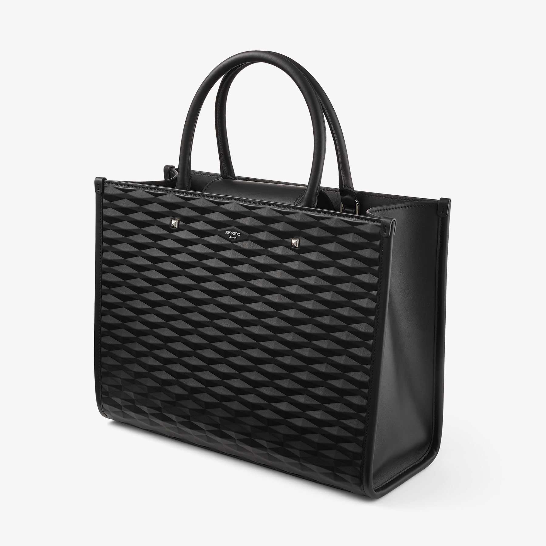 Avenue M Tote Black Diamond Embossed 3D Leather Tote Bag JIMMY