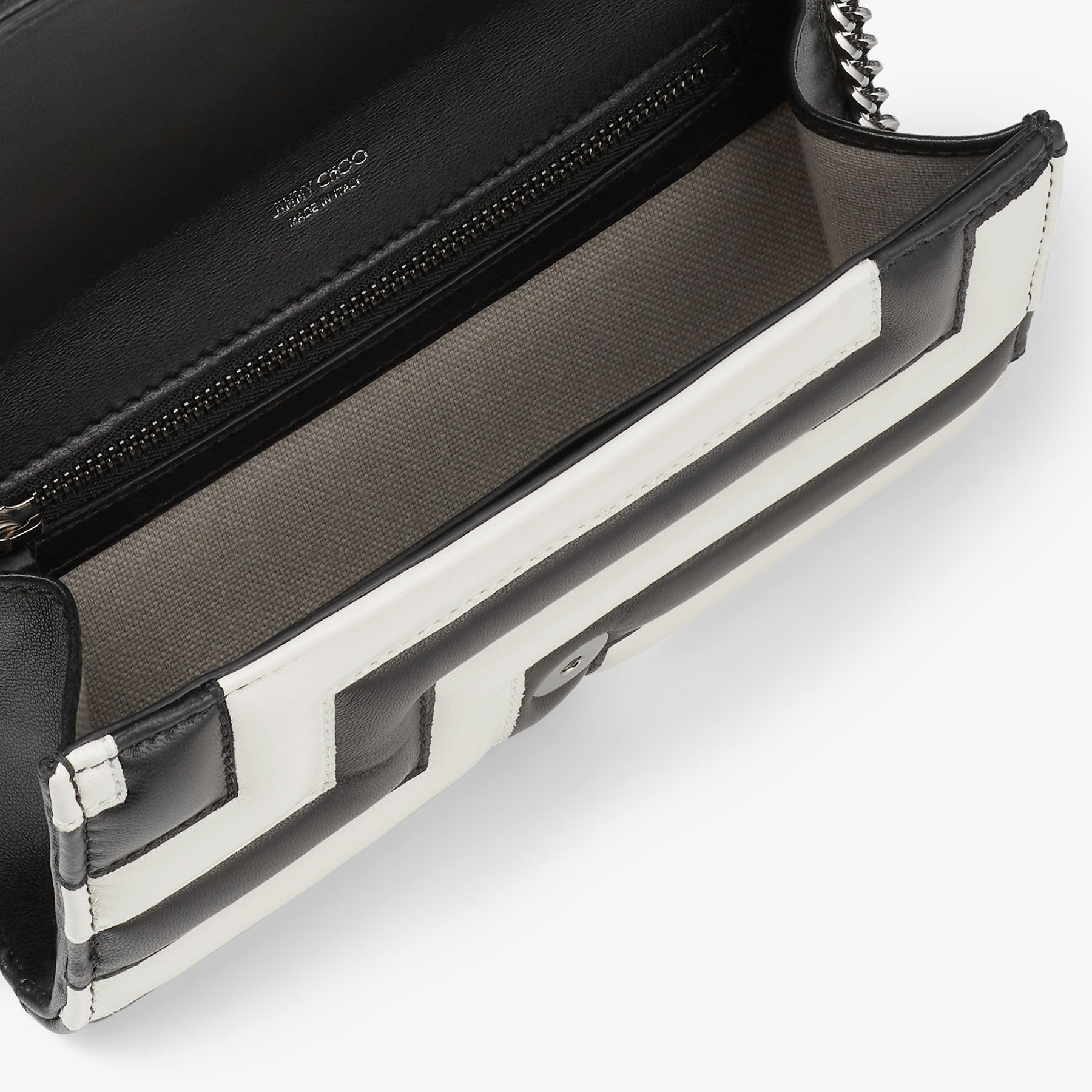 Avenue Wallet with Chain Black and Latte Avenue Nappa Leather