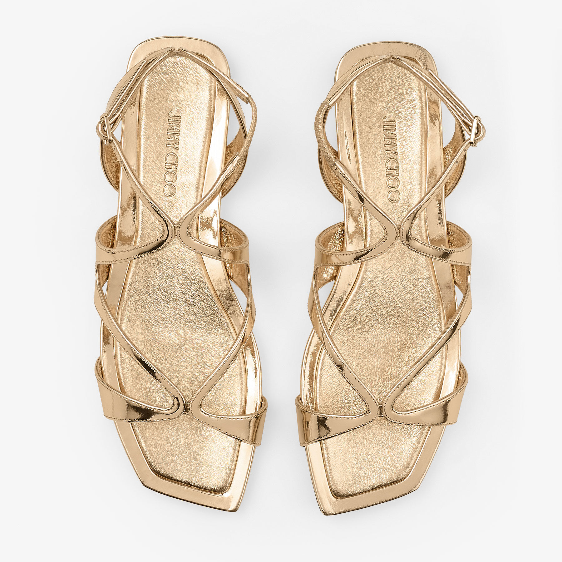 Ayla Flat Gold Metallic Leather Flats JIMMY CHOO