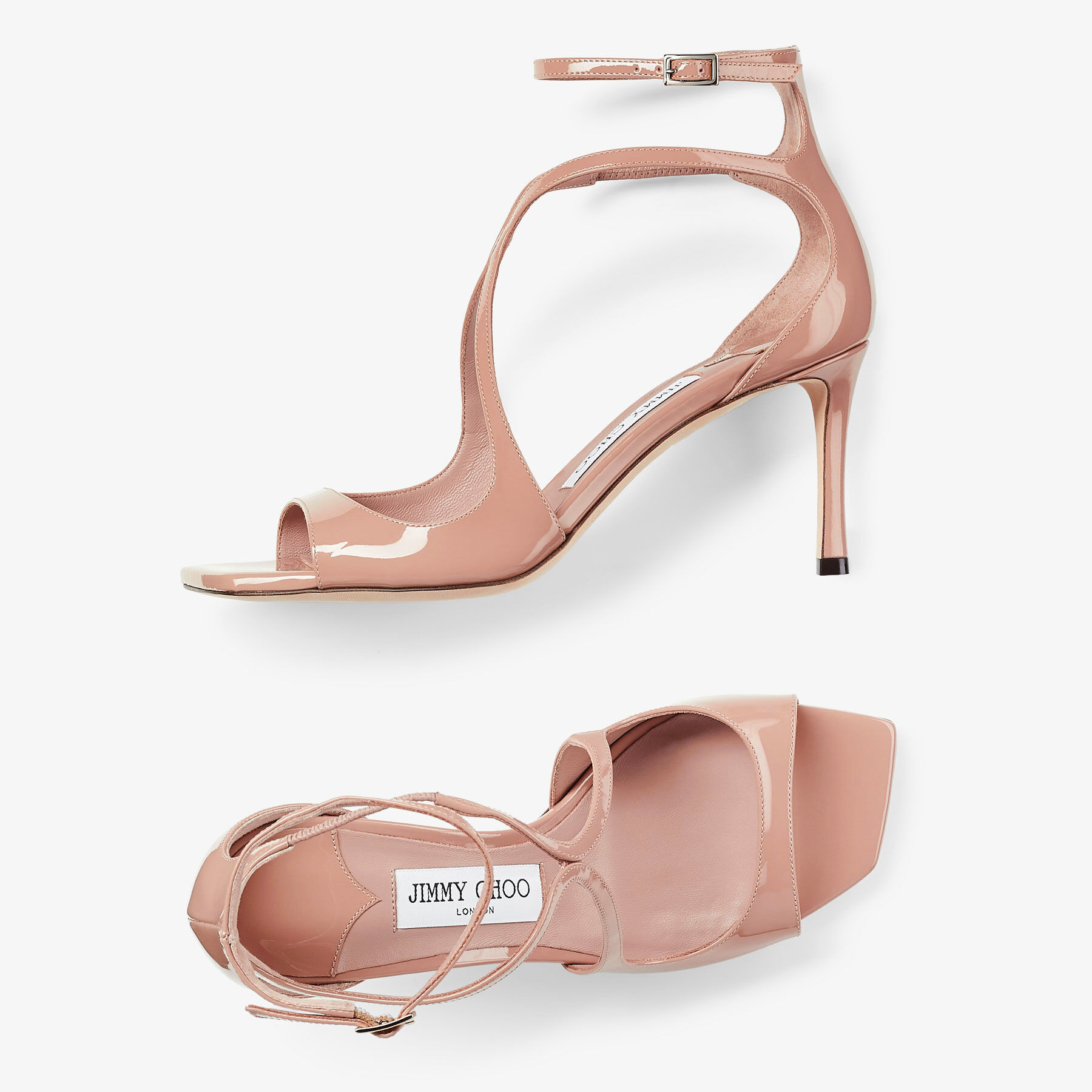 AZIA 75 | Ballet Pink Patent Leather Sandals | Winter 2022 collection | JIMMY  CHOO