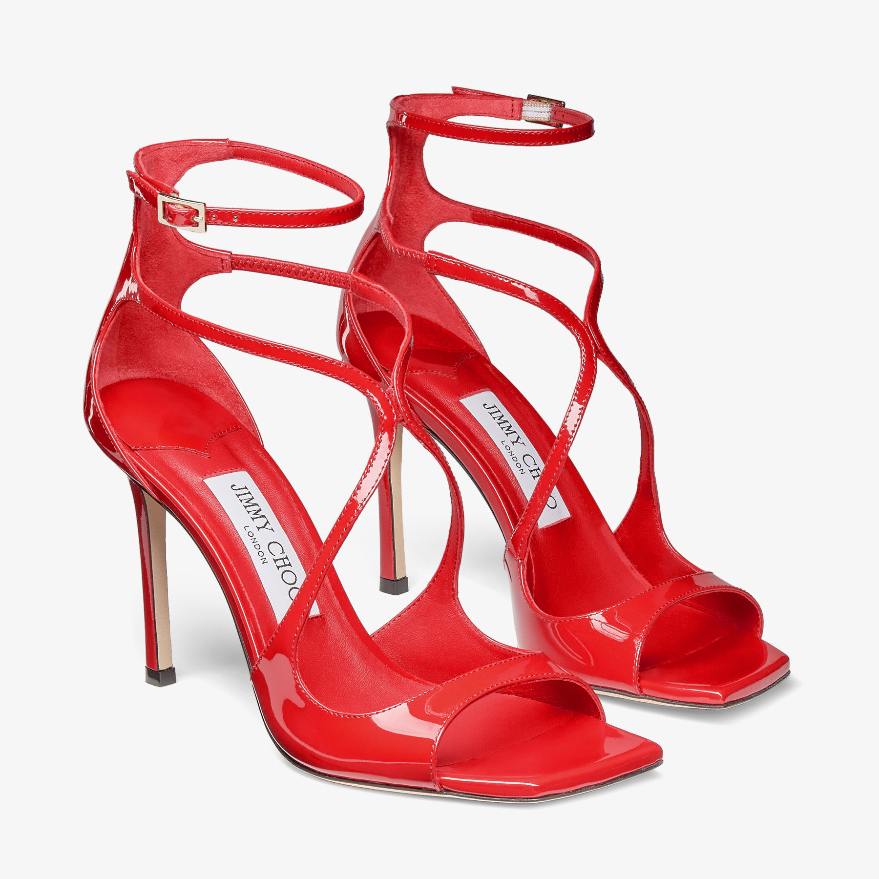 Azia 95 | Postbox Red Patent Leather Sandals | JIMMY CHOO