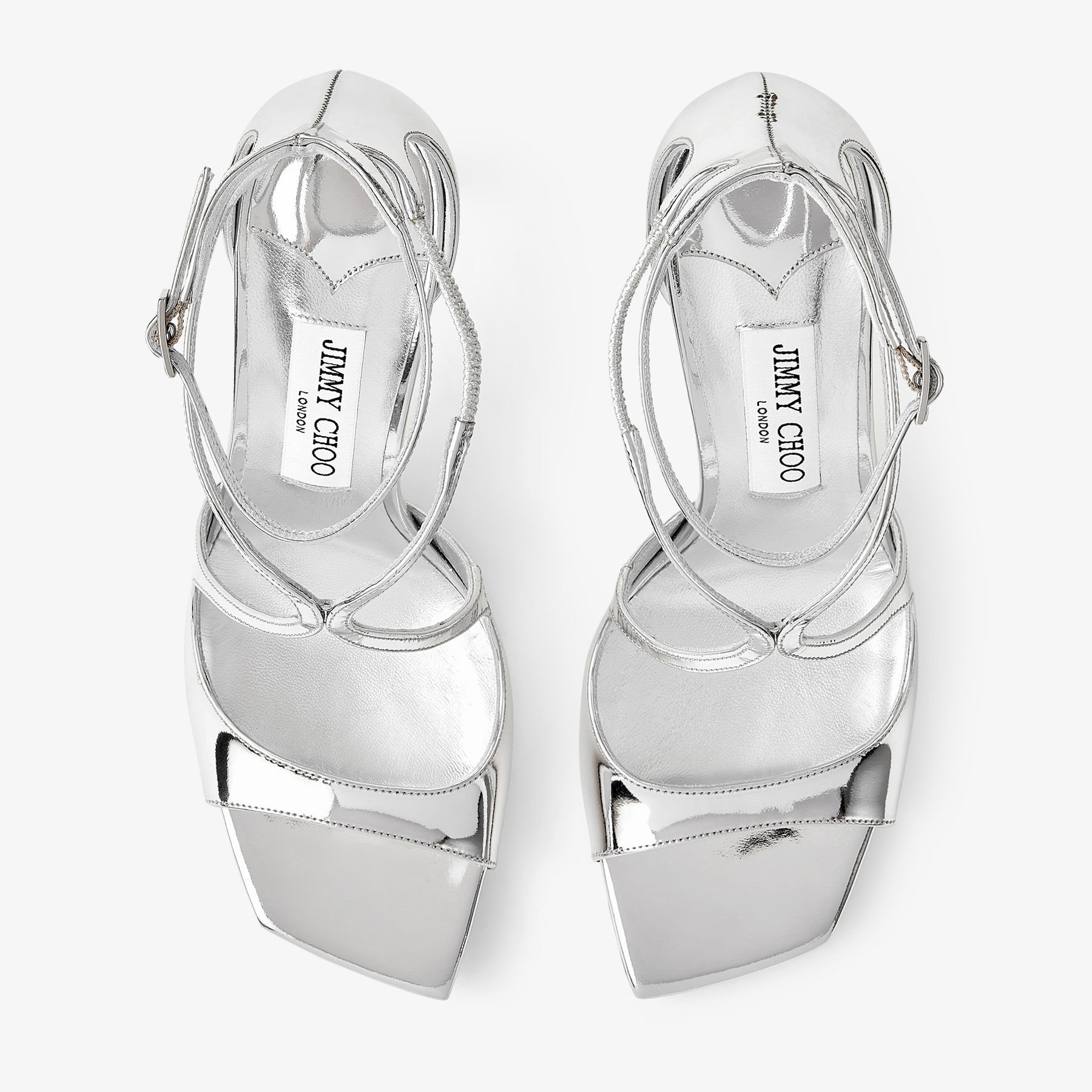 Azia 95 Silver Liquid Metal Leather Sandals JIMMY CHOO